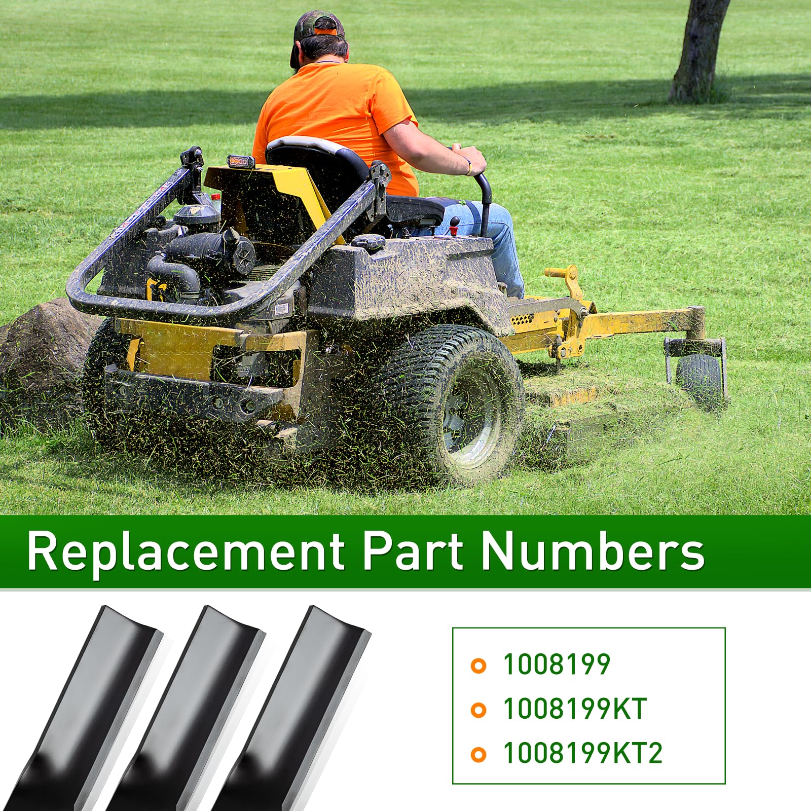 Cuchillas de cortacésped 91-585 compatibles con cubiertas Woods de 72 pulgadas Prd7200 Rd72 Rd7200 Rd7200-2, hoja resistente de repuesto 1008199 1008199kt 10081899kt2, paquete de 3