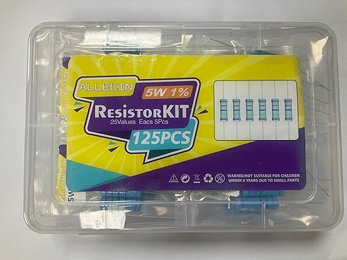 Miniatura 6 de ALLECIN Kit de resistencias de película metálica de 5 W de 1 ohmio a 1M Ohm 25 valores Surtido de resistencias de 5 vatios y 1%
