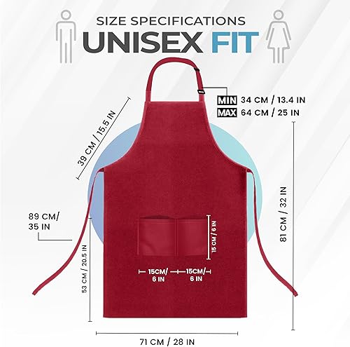 Miniatura 2 de Utopia Kitchen Paquete de 4 delantales ajustables con 2 bolsillos, resistente al agua y al aceite, delantal de chef de cocina para mujeres y hombres