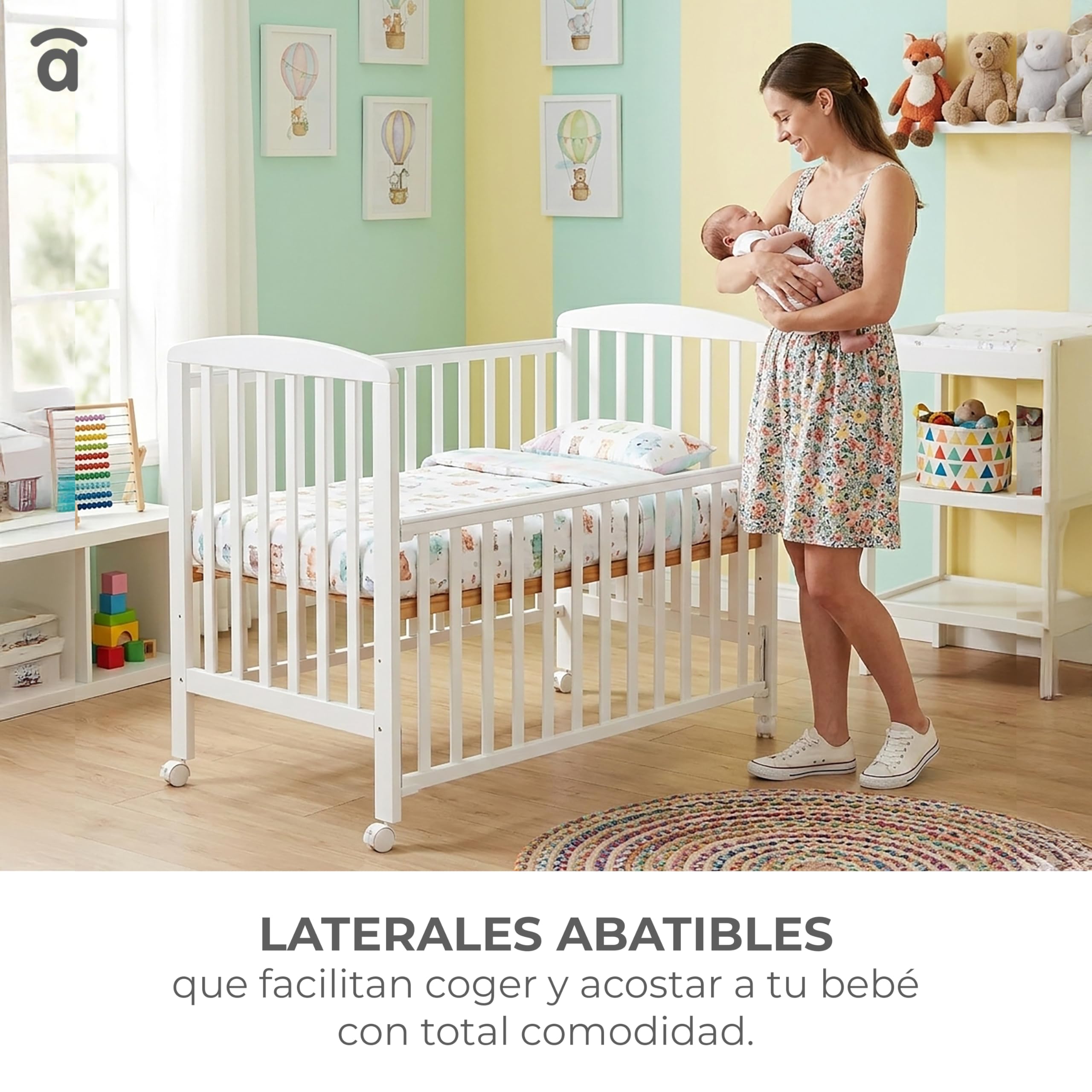 Asalvo 12371 - Cuna de madera, 120 x 60 cm, color blanco