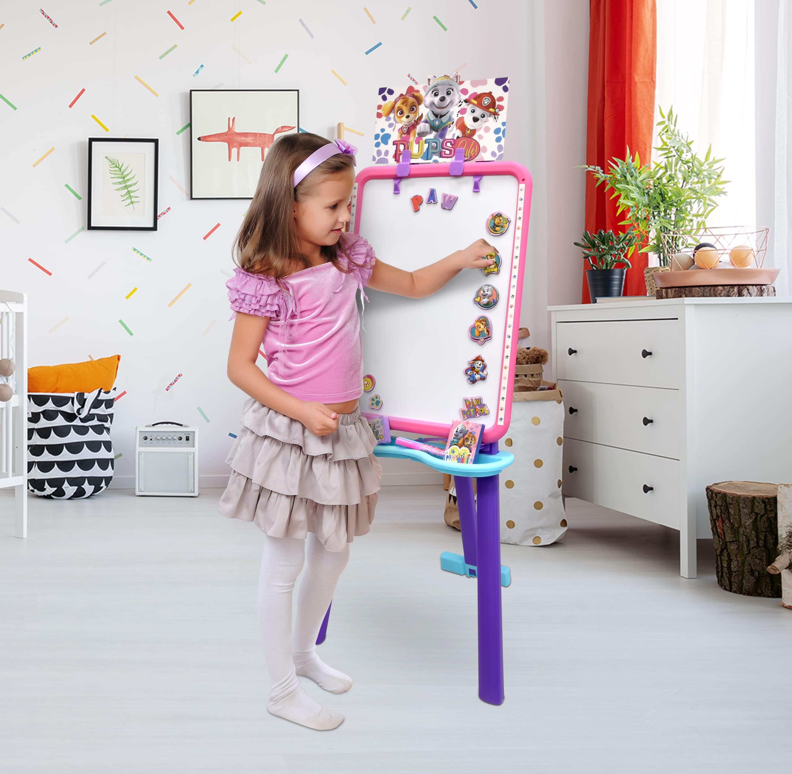 Paw Patrol Lavagna magnetica in piedi per bambini, cancellabile a secco, per bambini, accessori e segnalibro