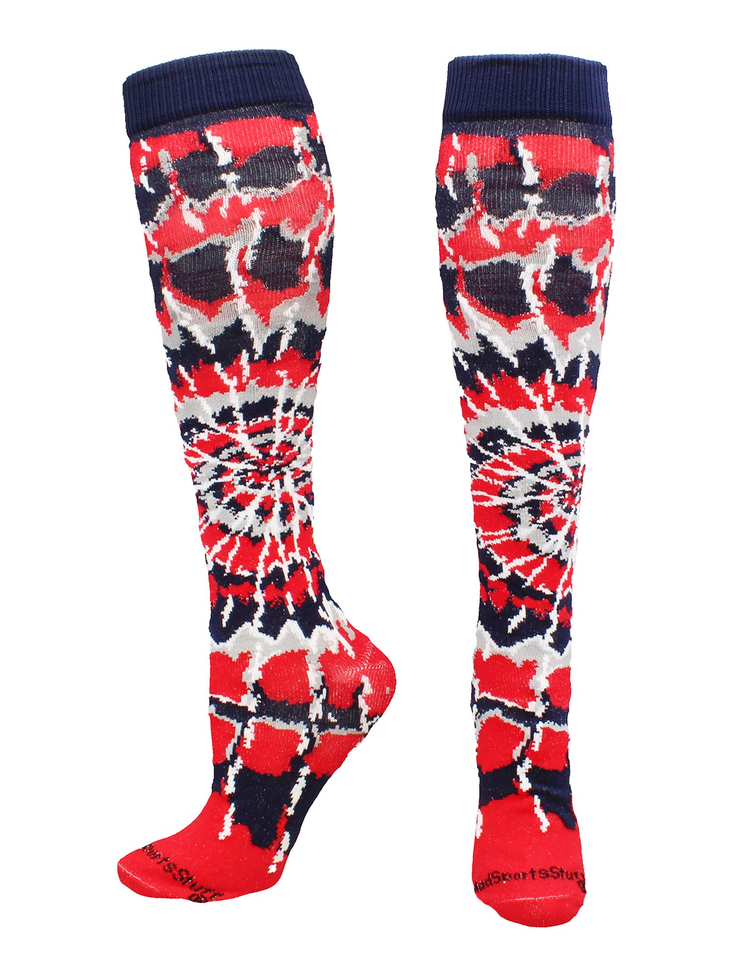 MadSportsStuff Crazy Tie Dye Socks for Softball Soccer Volleyball Tall Over the Calf Athletic Socks Fun Neon Colors