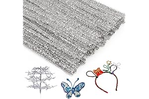 100 Pieces Sparkle Silver Pipe Cleaners for DIY Art Crafts