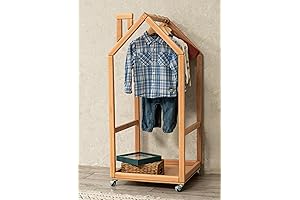 BUSYWOOD Toddler Clothing Rack - Montessori Kids Wardrobe