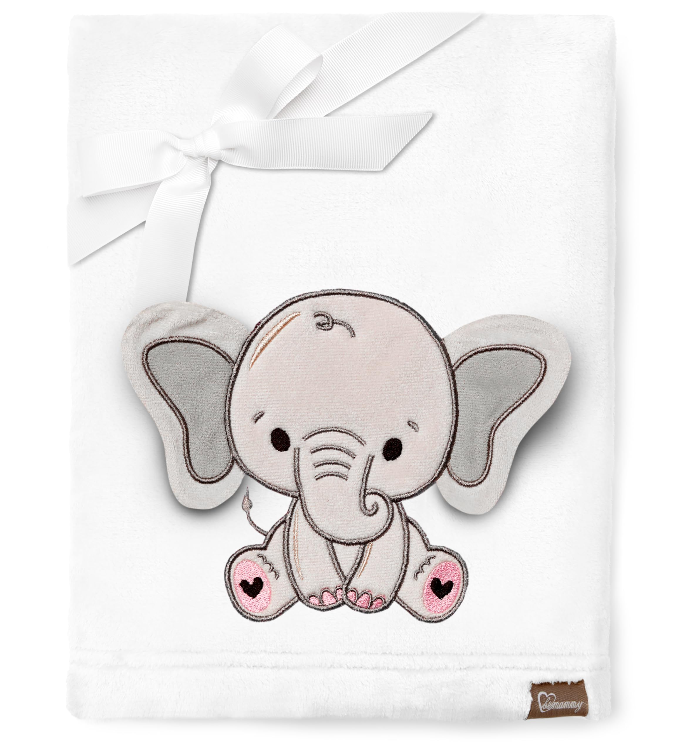Be Mammy Coperta calda per bambini con peluche regalo per bambino con motivi 3D (Bianco - Elefante)