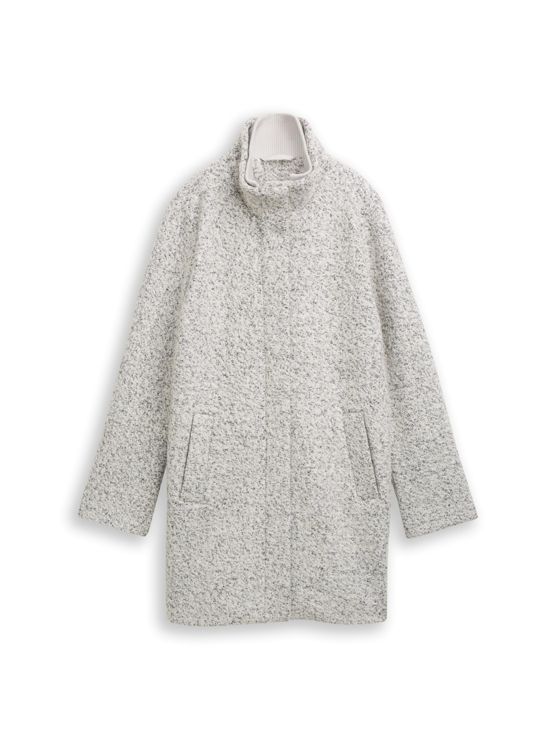 TOM TAILOR Denim Damen Bouclé Wollmantel mit Stehkragen