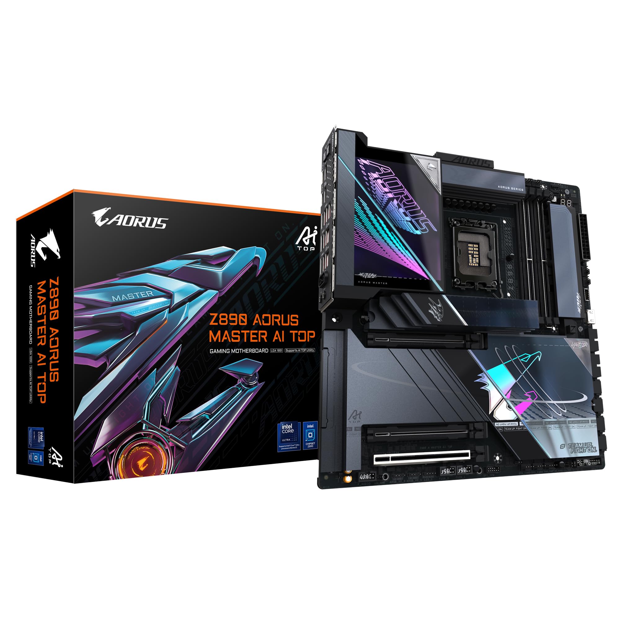 GIGABYTE Z890 AORUS MASTER AI TOP Motherboard - Supports Intel Core Ultra (Series 2) CPUs, 20+1+2 phases VRM, up to 9500MHz DDR5 (OC), PCIe 5.0 M.2, Wi-Fi 7, Thunderbolt 4