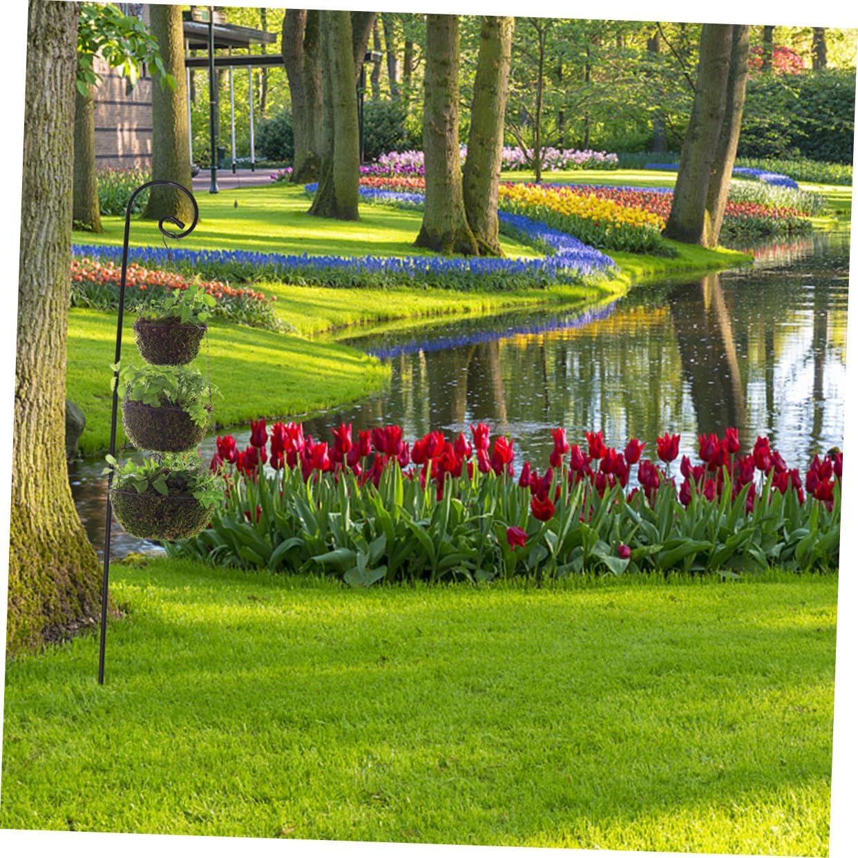 3pcs Iron Shepherd Hook for Outdoor Bird Feeders Ground Inserting Garden Hangers Rust-Resistant Plant Accessories for Yard Decoration