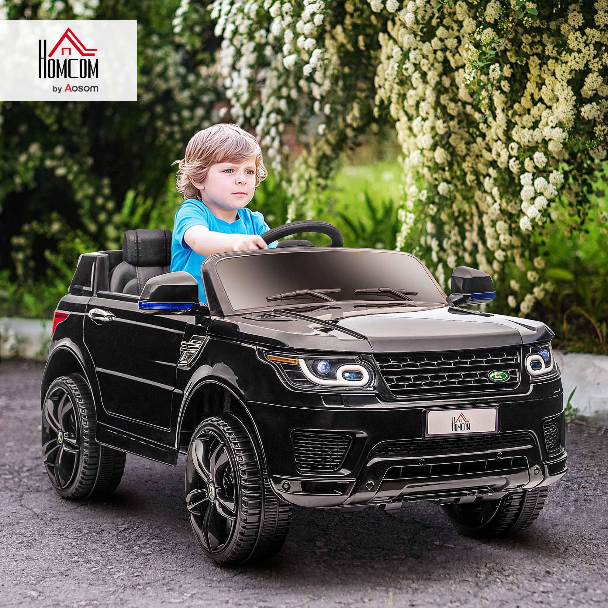 HOMCOM Coche Eléctrico SUV para Niños de 3-6 Años Coche de Batería 12V con 2 Motores Mando a Distancia Faros Bocina Música USB y Apertura de Puerta 3-5 km/h 110x68x52 cm Negro
