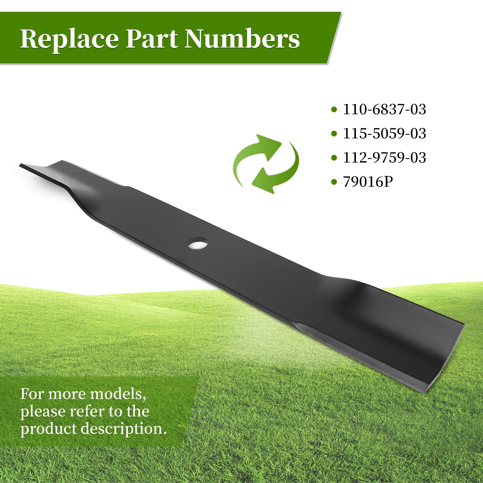 Cuchillas de cortacésped 110-6837-03 para cubierta Toro TimeCutter de 50 pulgadas, cuchillas de alta elevación compatibles con tractor Toro Z5000 SS5060 de 50 pulgadas, repuesto 115-5059-03