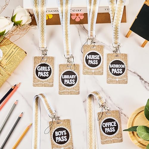 Miniatura 4 de 8 juegos de cordones para pases de aula, pases de aula, pases irrompibles, pases de aula para baño, biblioteca, Oh Happy Day, escuela, pases para