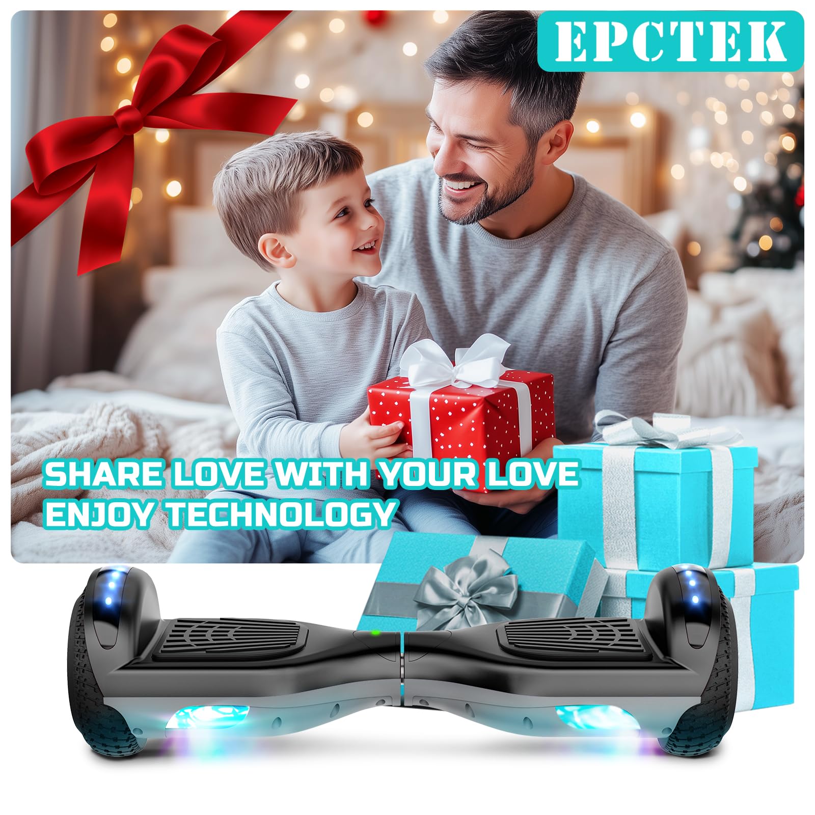 Hoverboard, hoverboard a due ruote da 6,5 pollici con altoparlante Bluetooth, luci LED colorate, regalo per bambini e ragazzi