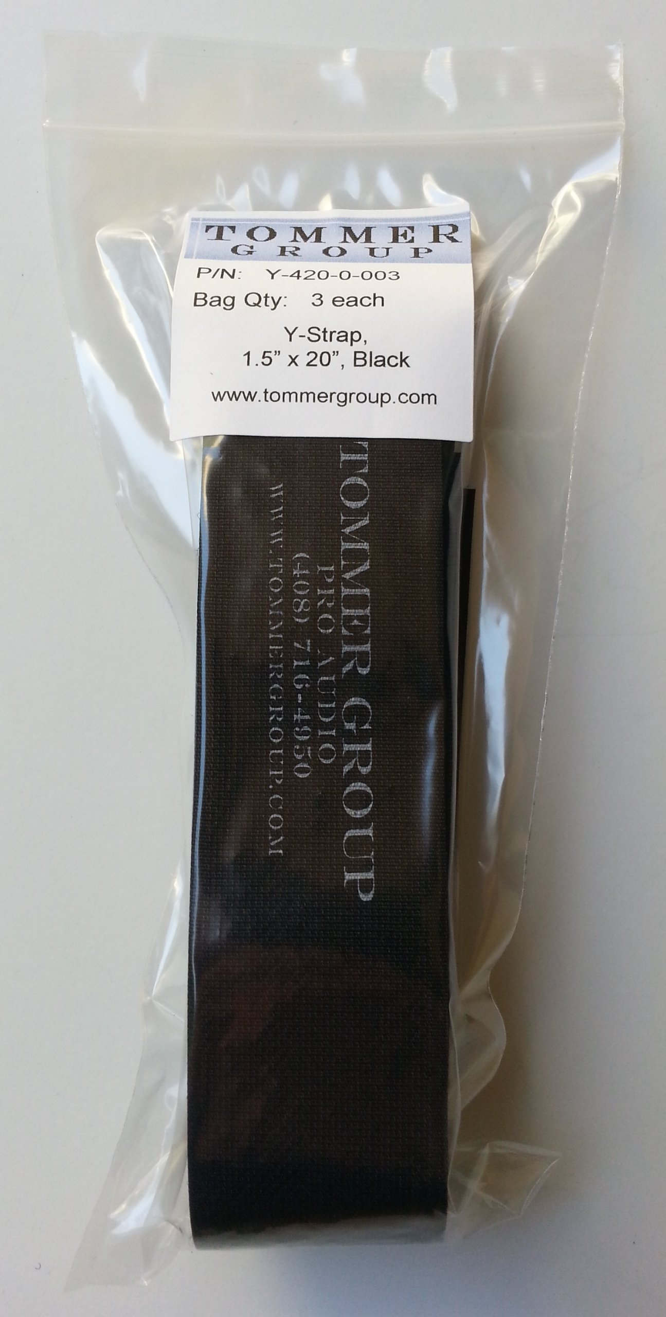 Cord-Lox Cable Strap, Y-Series, 1.5" x 20", Black, Pack of 3 Each