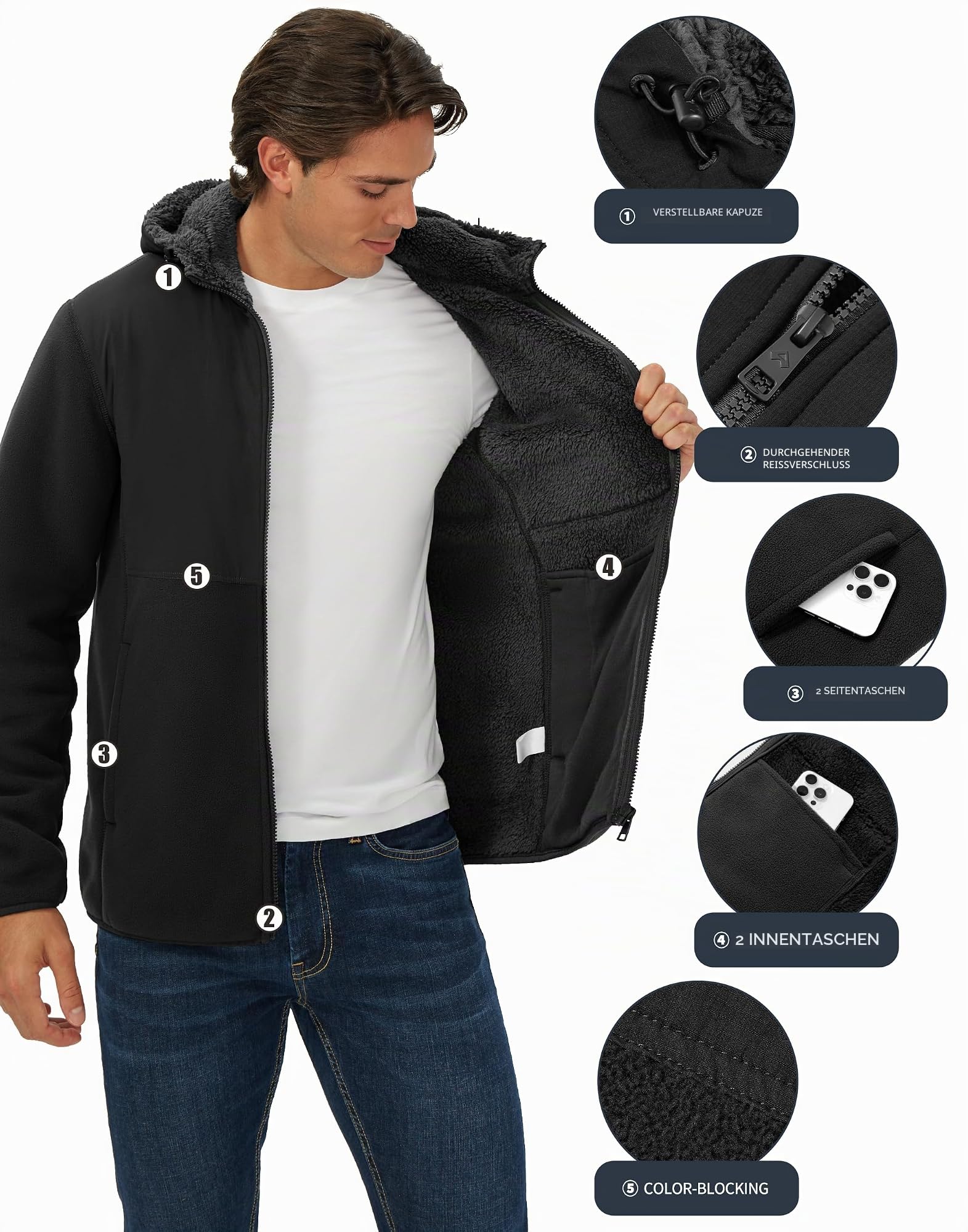 Pioneer Camp Herren Winterjacke mit Sherpa-Fleece und Kapuze