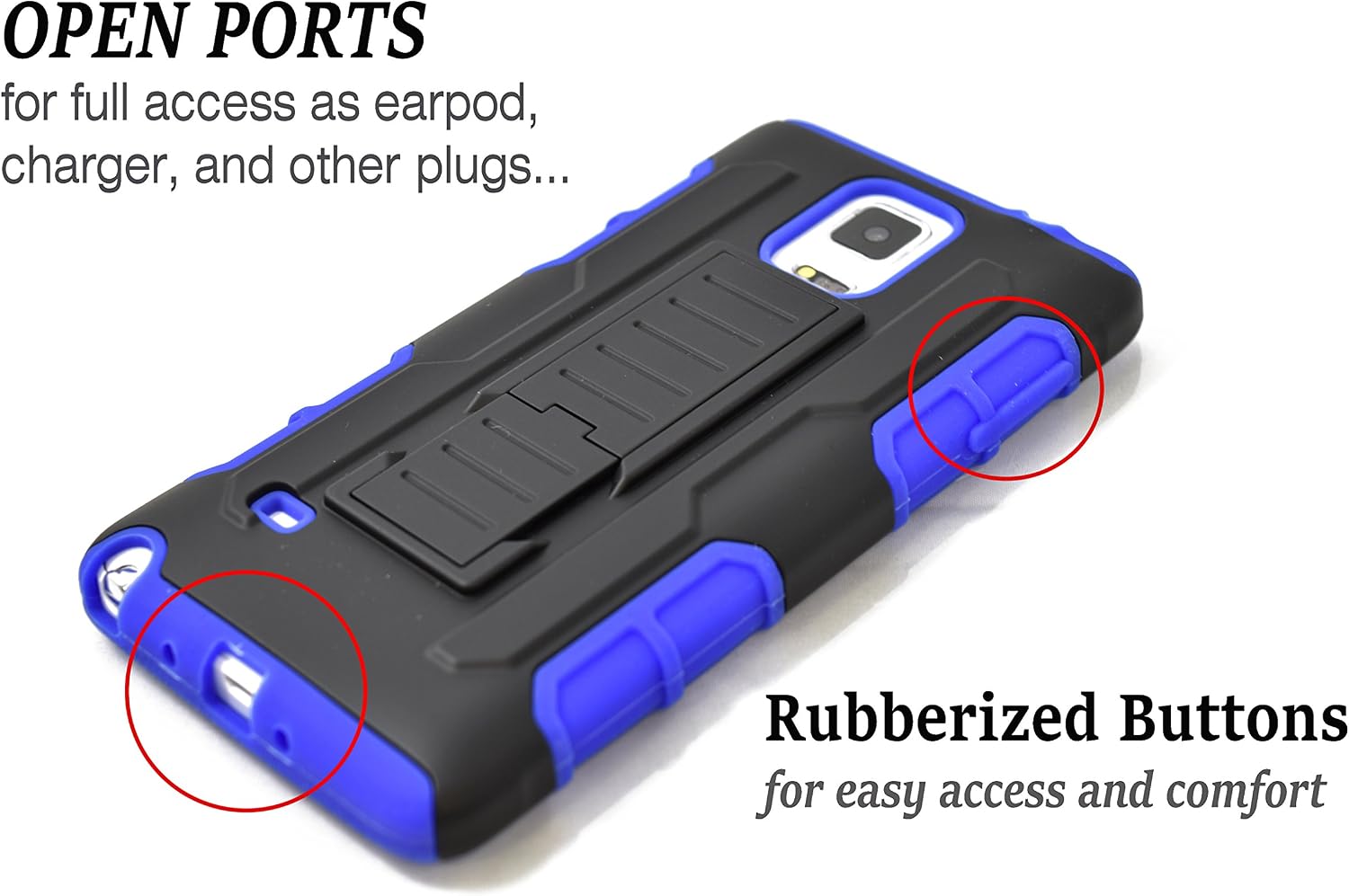 Galaxy Note 4 Case, Starshop(TM) Hybrid Full Protection High Impact Dual Layer Holster Case with Kickstand and Locking Belt Swivel Clip with Premium Screen Protector Blue