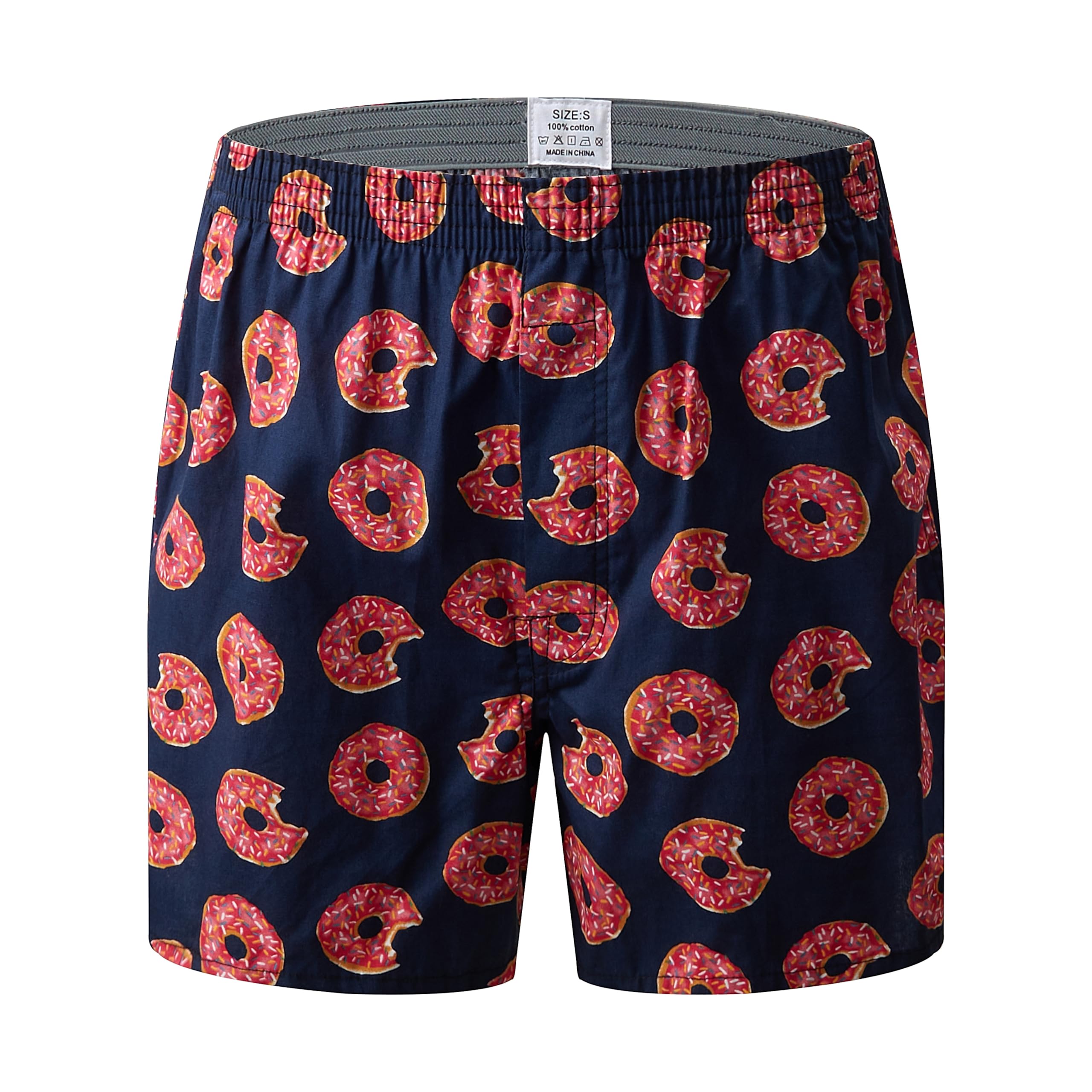 CINVIK Mens Cotton Boxers Funny Woven Pattern Plaid Boxer Shorts Inseam Pajamas Single Pack