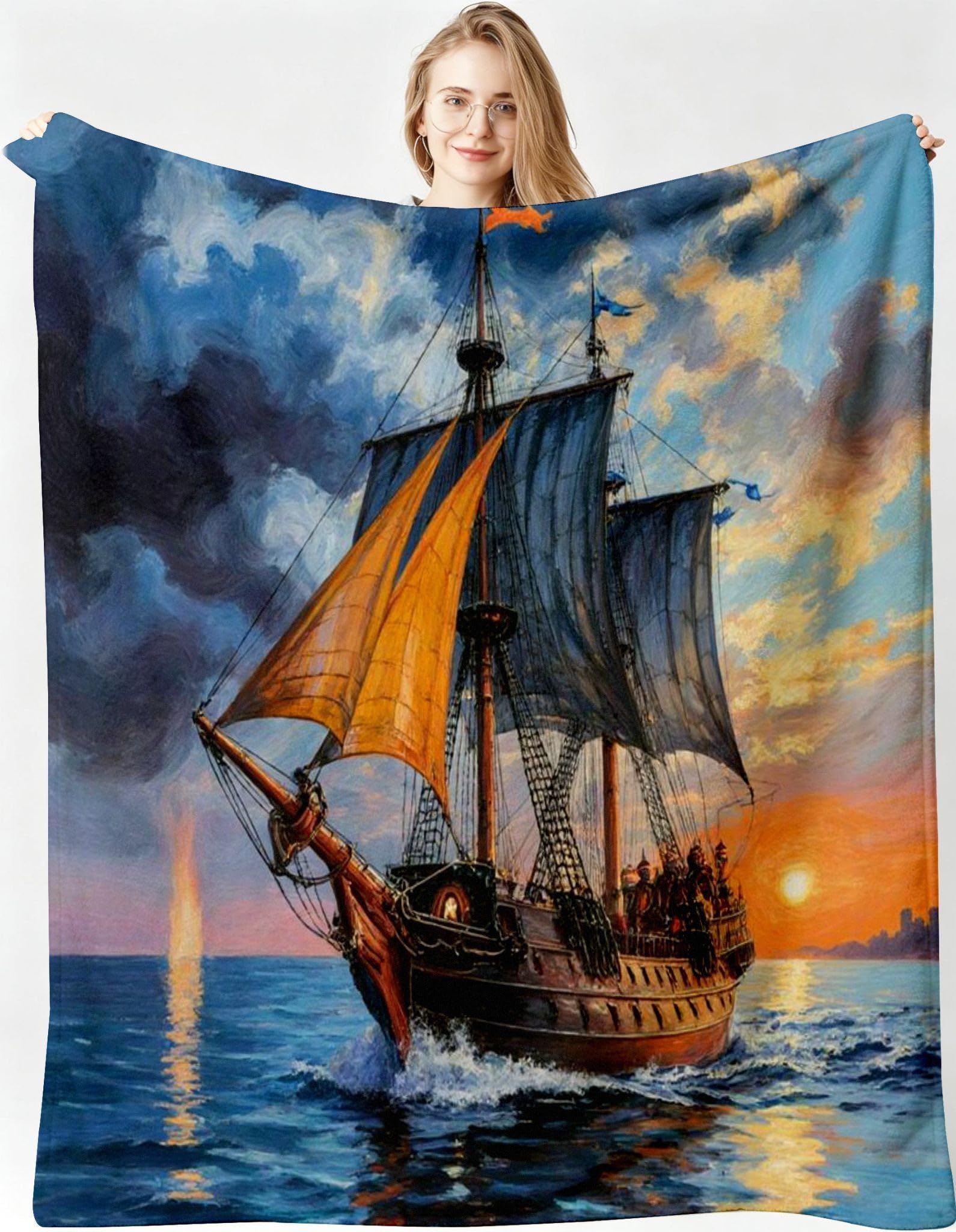 Manta Franela Sherpa 3D Velero 3D 240x260cm para Cama 180-A326