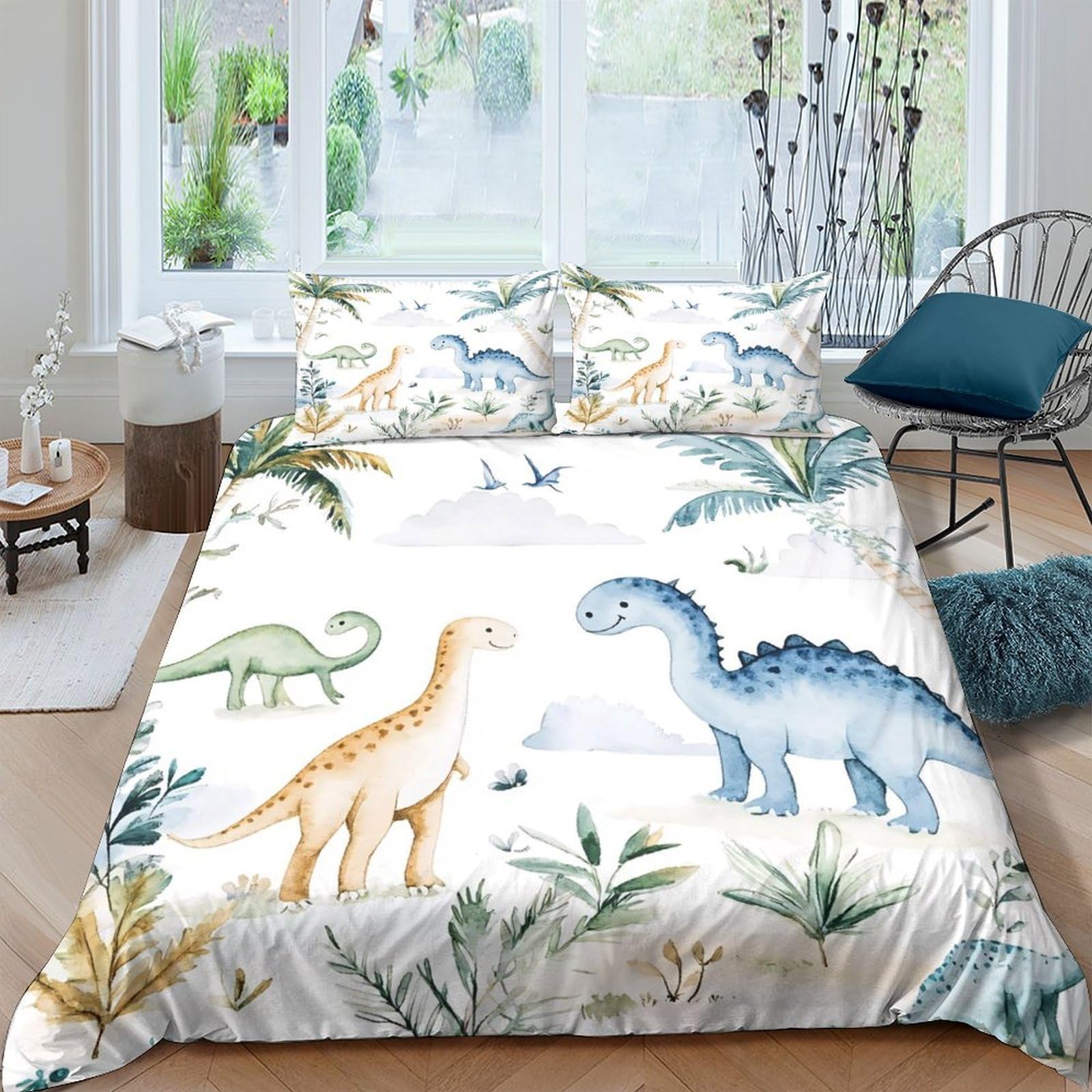 Ctjqhvkz Style-3 3D Printed Dinosaur Forest Fitted Sheet Microfiber Soft Anti-Slip Jungle Bed Cover For Bedroom Guest Room Decor Single（135X200cm）