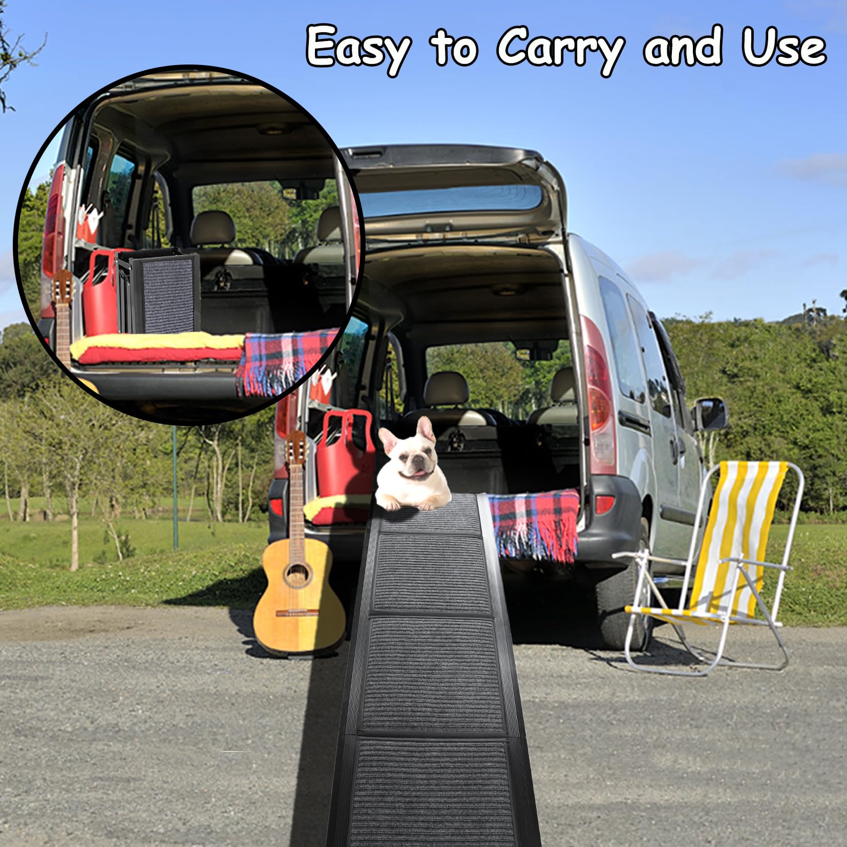 Rampe portable pour voiture 160 cm largeur 44 cm avec surface antidérapante pour chiens taille moyenne et grande