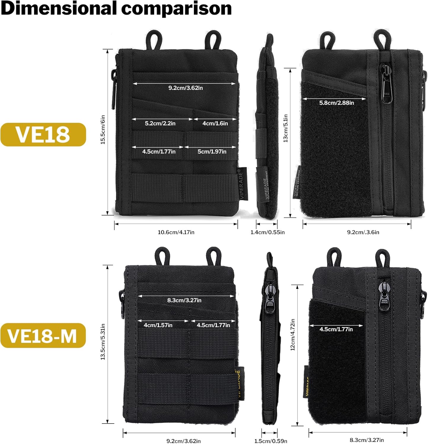 VIPERADE VE18-M EDC Pocket Pouch, Slim EDC Organizer with 3 EDC Slots+2 Zipper Pockets, 1 Large Pocket for Notebook or Cellphone, EDC Pouch for Men - Image 6