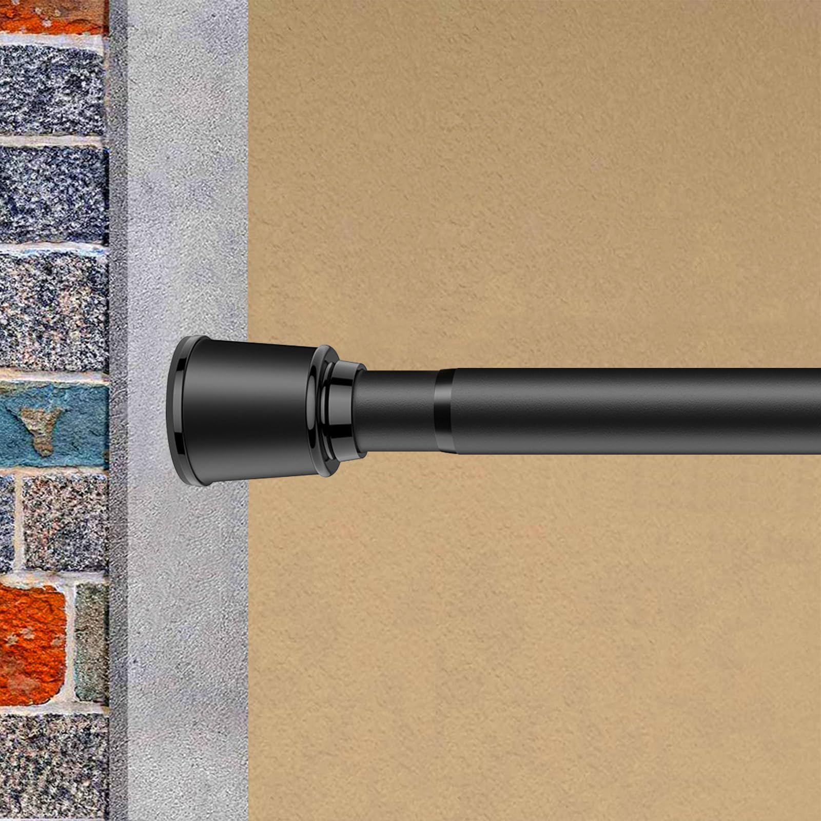 AEAGERY Belastbare Gardinenstange ohne Bohren 32mm Matt Schwarz, Ideal für Duschvorhänge – Ausziehbar bis 360cm