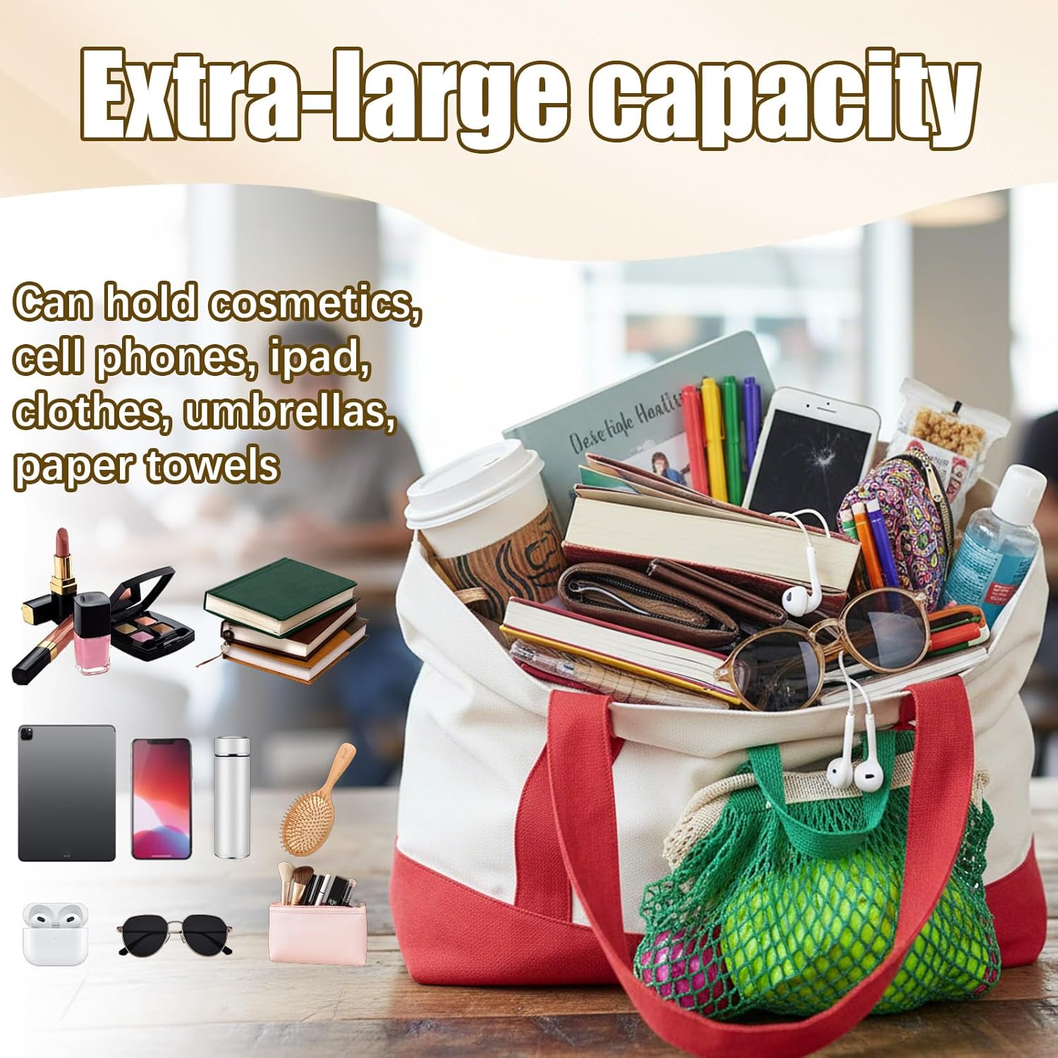 Personalized Canvas Tote Bag for Women Embroidered Name Custom Tote Bag with Zipper Reusable Grocery Bags - Image 5