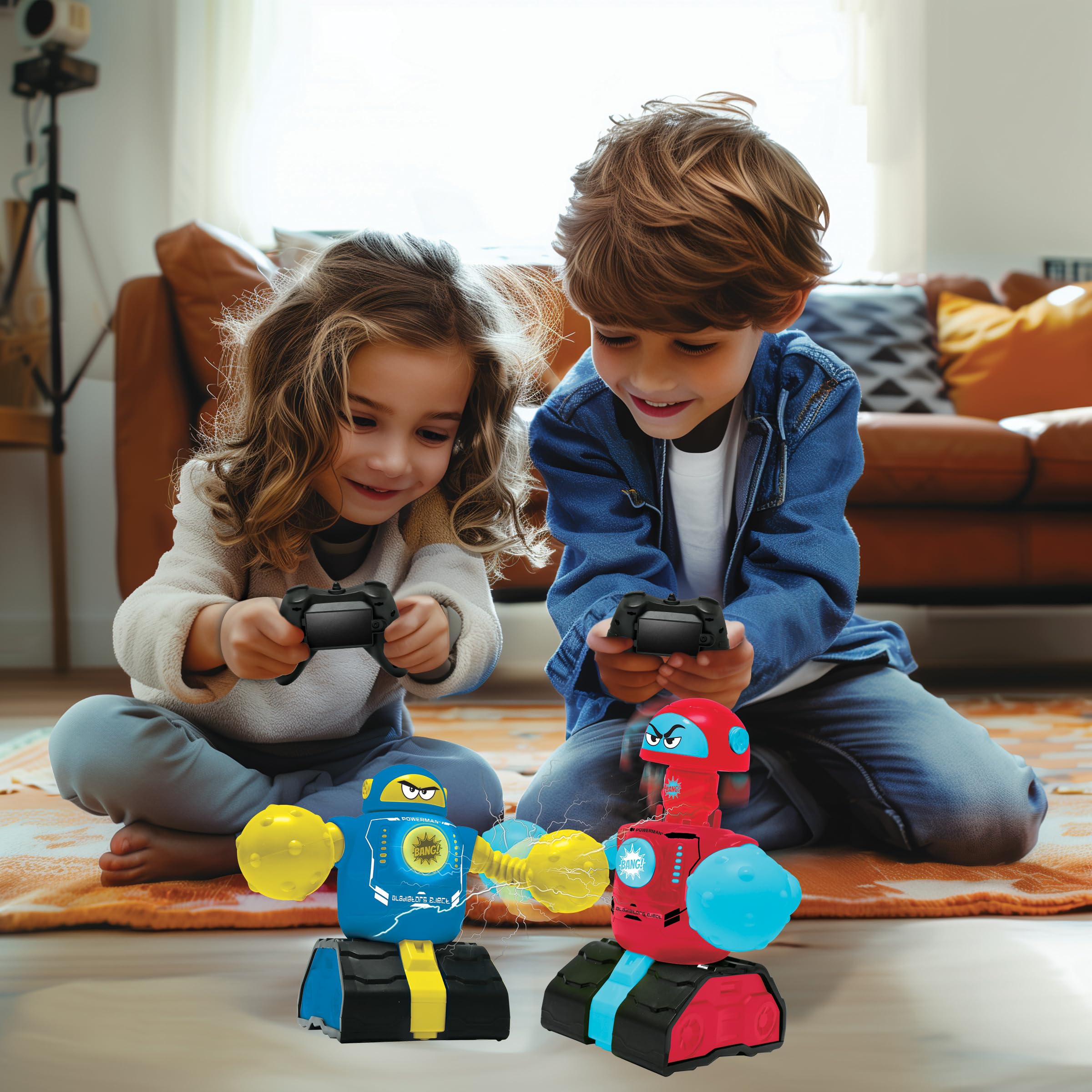 Lexibook, Powerman Robots Gladiadores Eject, ROBDUO2 | Robots batalla RC, modo duelo, luz y sonido, azul/rojo