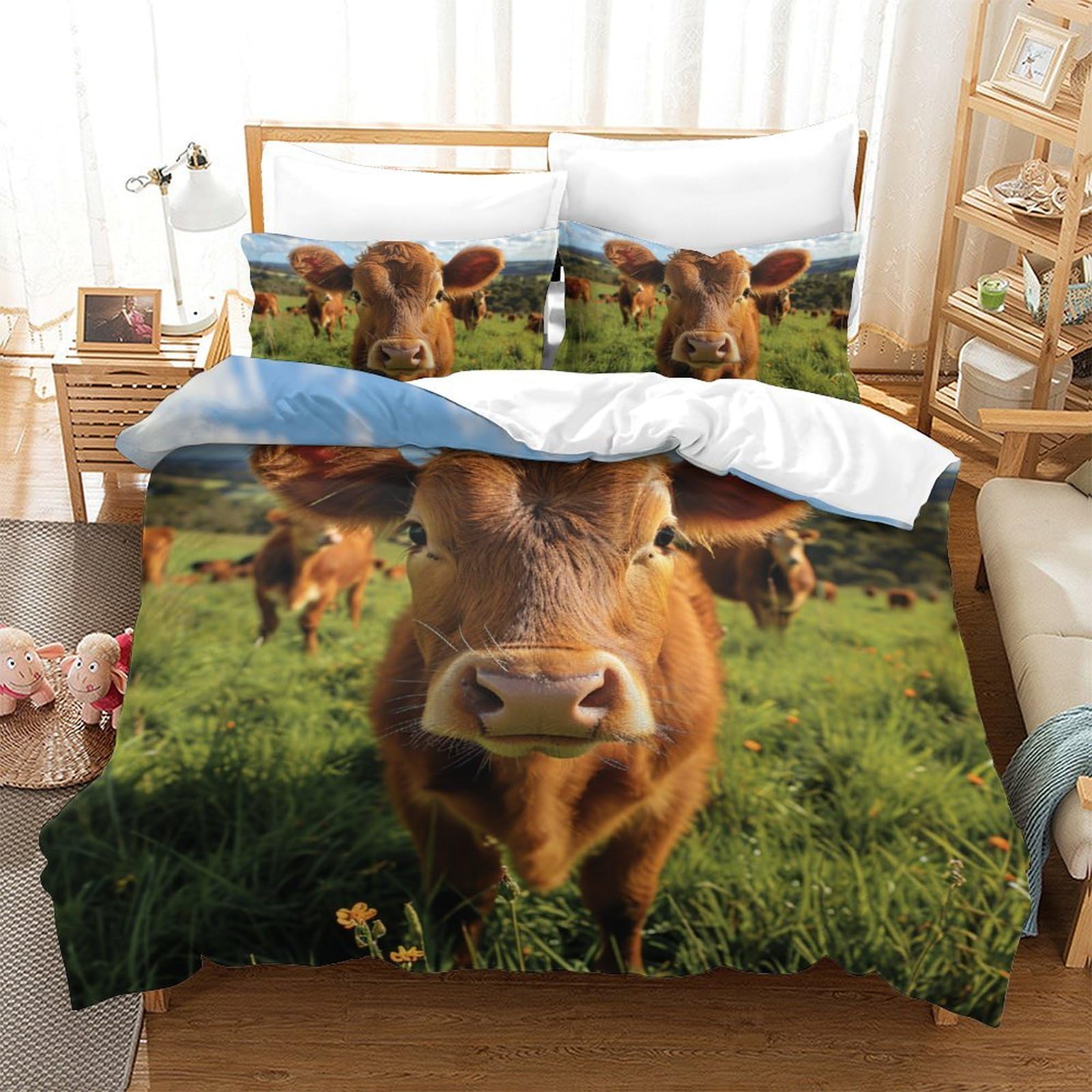 Parure de lit vache 200x200 pour une chambre d'ado cocooning
