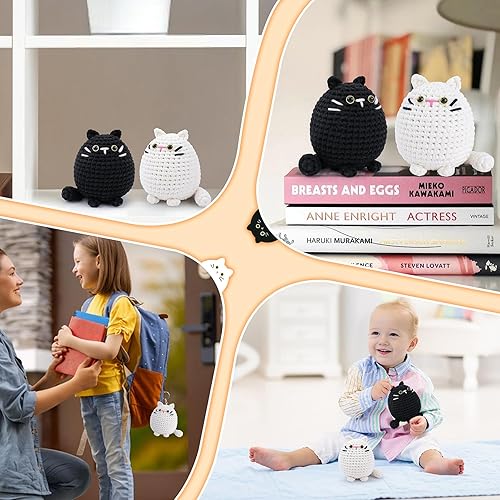 Miniatura 19 de Auspicious beginning Kit de ganchillo para principiantes, kits de ganchillo de 4 piezas, kits de animales de ganchillo familiares con tutoriales