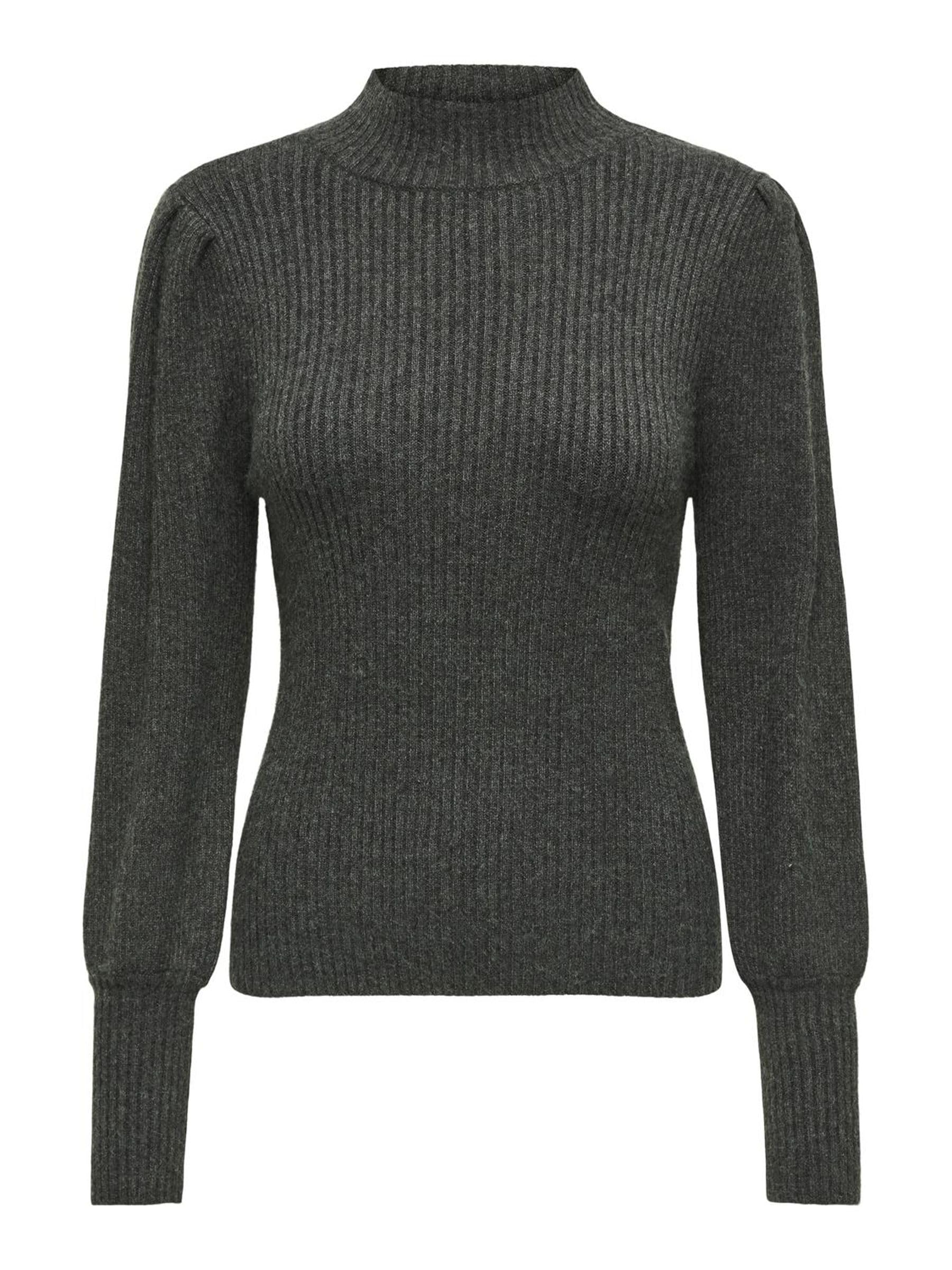 ONLY Women's ONLKATIA L/S Highneck KNT NOOS Pullover, Dark Grey Melange, S, Dark Grey Melange, S
