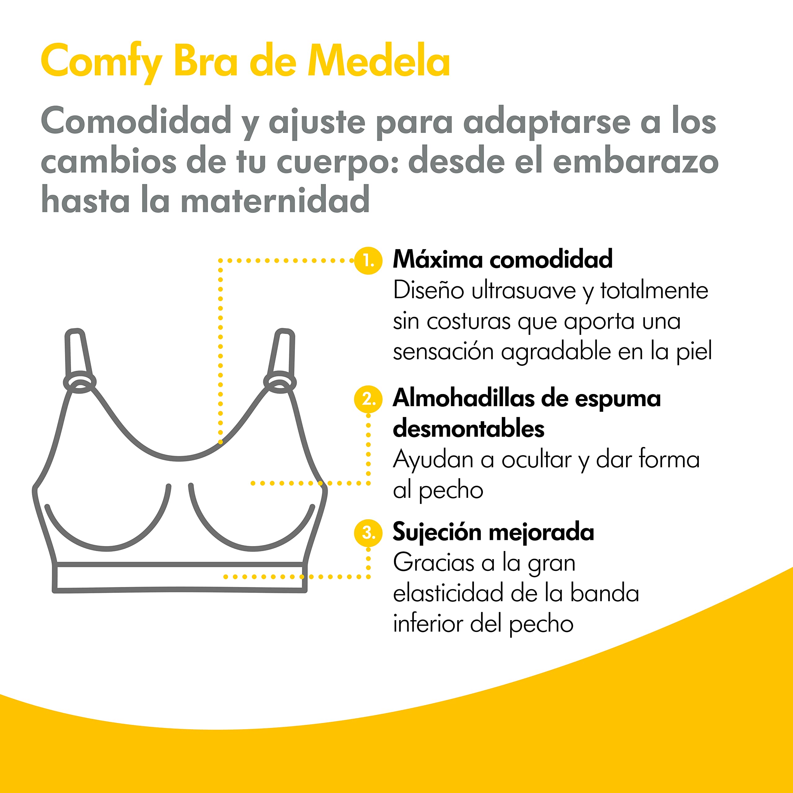 Medela Sujetador Comfy de Maternidad y Lactancia, Sujetador sin Costuras y sin Aros para el Embarazo y Lactancia con Banda elástica y Tejido Transpirable para Mayor Comodidad Durante Todo el día