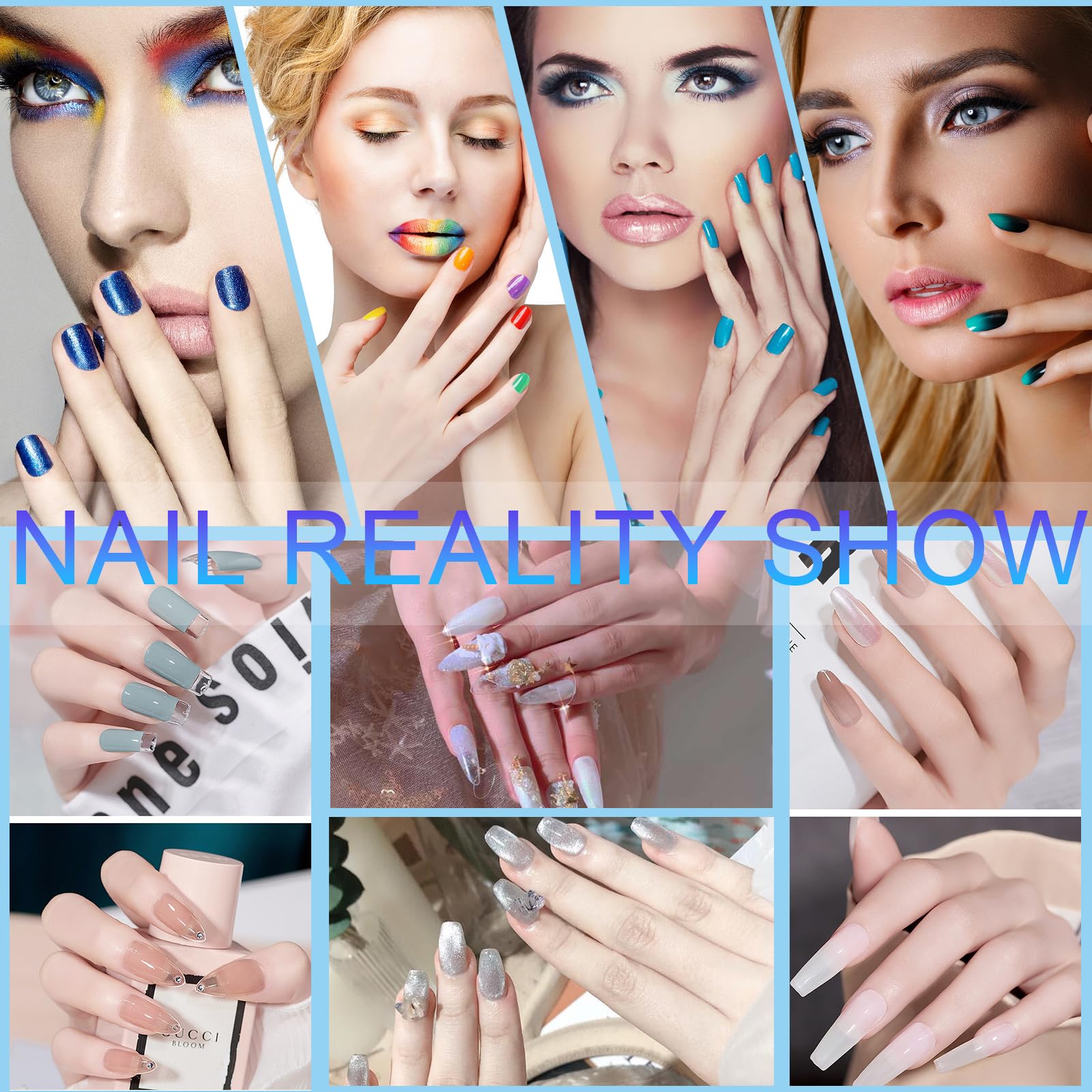 Kolinsky - Juego de 4 pinceles acrílicos para uñas, diseño artístico y pulido, herramientas de manicura para limpieza de uñas para mujer, tamaño 6, 8, 12, 16