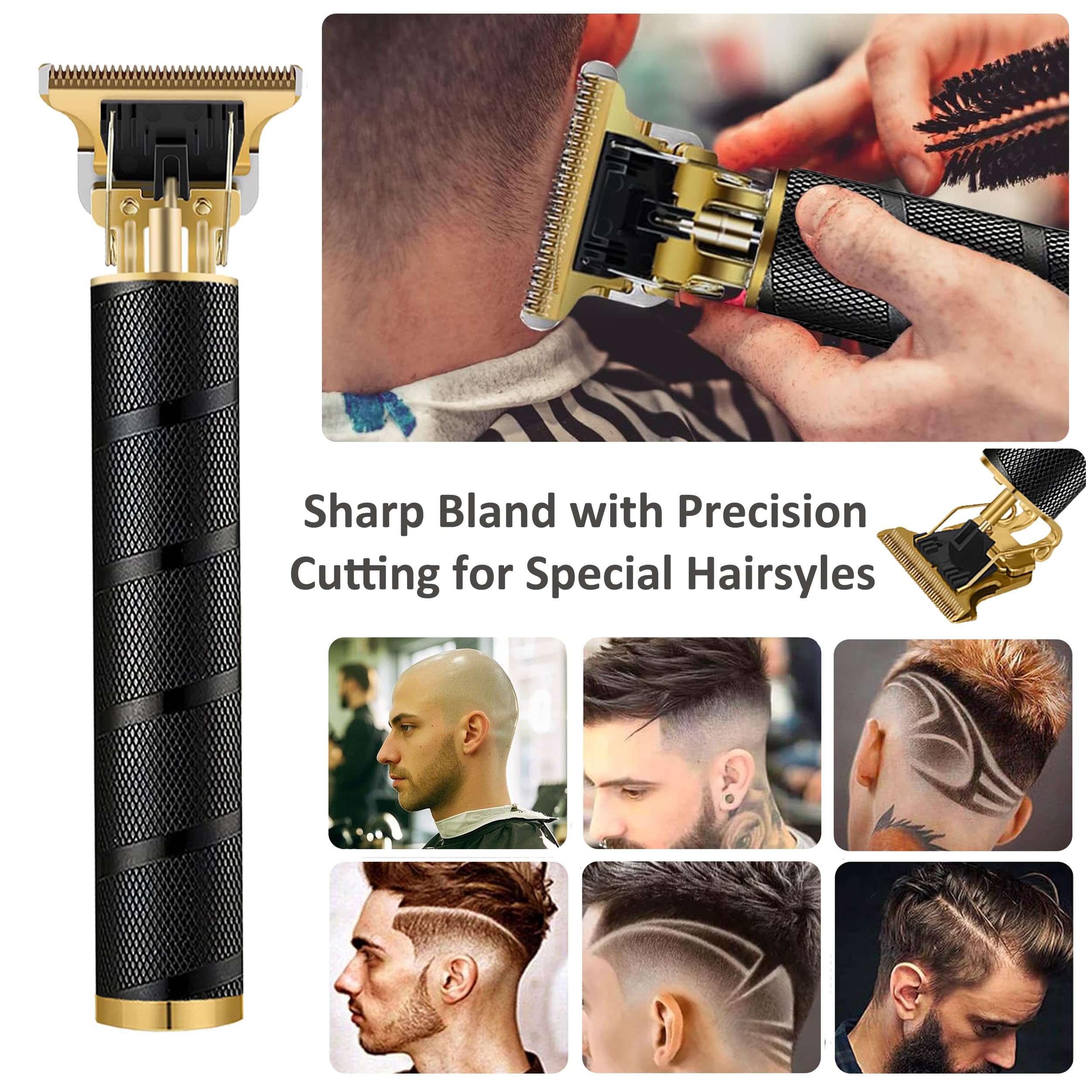 Cortadora de pelo profesional inalámbrica para hombres: kit de aseo multifuncional con cuchilla en T de precisión, batería de 1200 mAh y 4 peines ajustables | Ideal para el hogar, viajes y 5