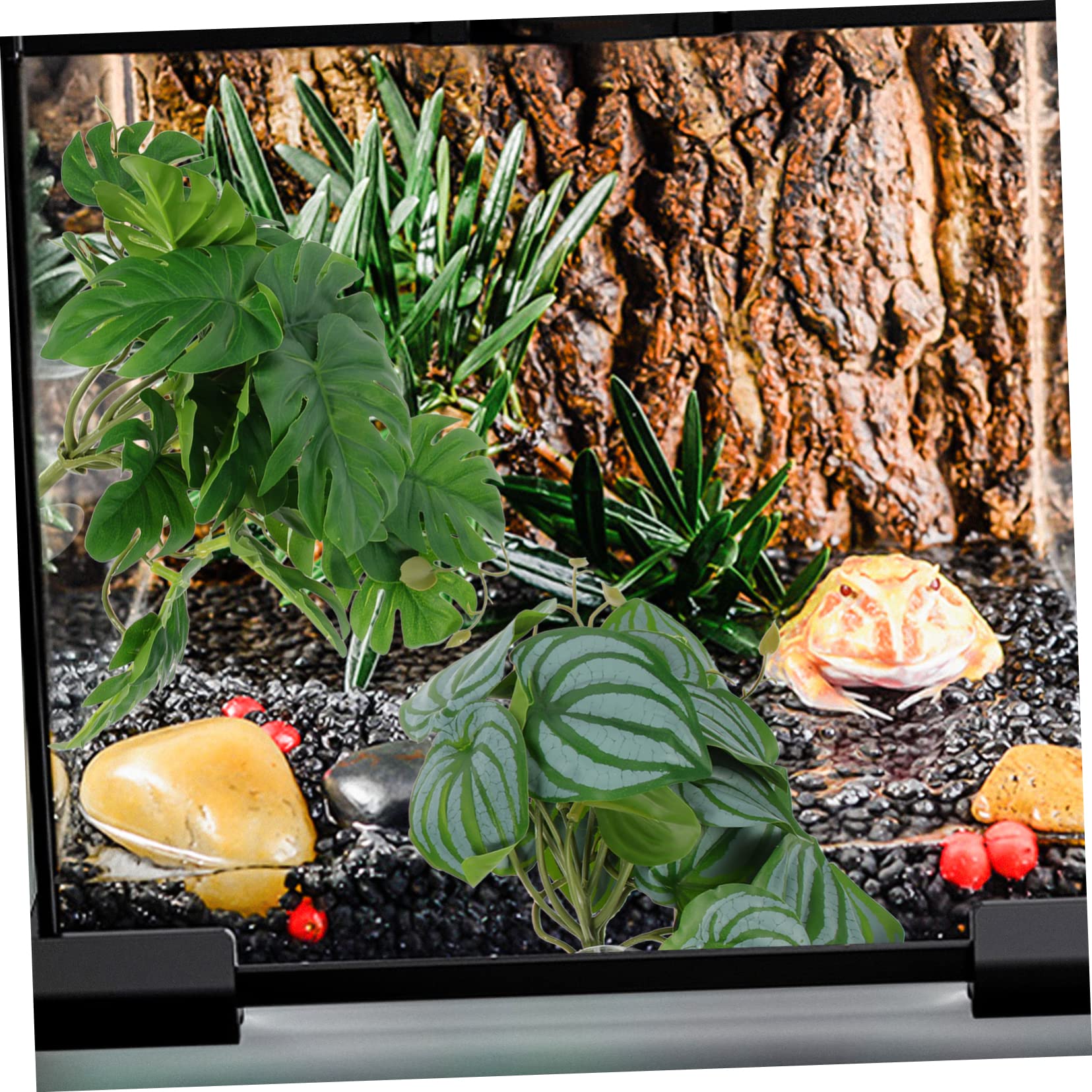 BESPORTBLE 10piezas Plantas Artificiales Decorativas para Terrario y Acuario Simuladas para Reptiles Fácil Instalación Ventosas Decoración De Hábitat para Tortugas y Peces