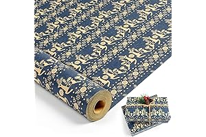 Xmas Wrapping Paper Clearance: Navy Blue Kraft Wrapping Paper with Snowflake, Xmas...