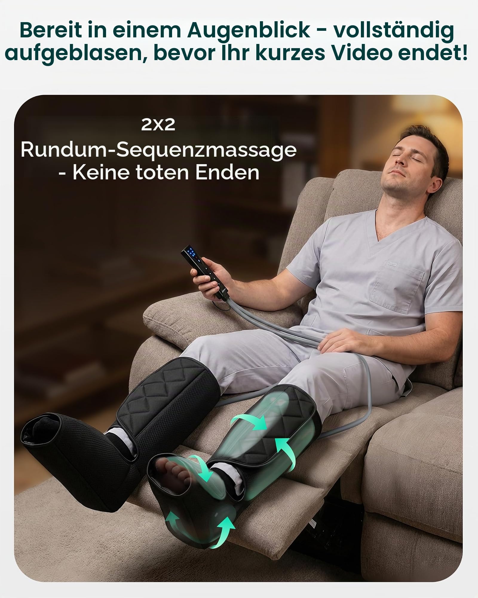Snailax Beinmassagegerät mit Wärme- und Kompressionsfunktion, Waden- und Fußmassagegerät mit 3 Modi und 3 Intensitätsstufen, Kompressionsmassagegerät mit Handsteuerung, Geschenk