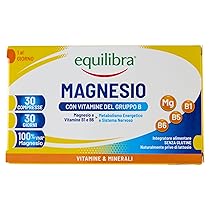 equilibra Integratori Alimentari, Magnesio con Vitamine del Gruppo B, Integratore Magnesio e Vitamine B1, B5 e B6, Per il Normale Metabolismo Energetico, Senza Glutine, 30 Compresse