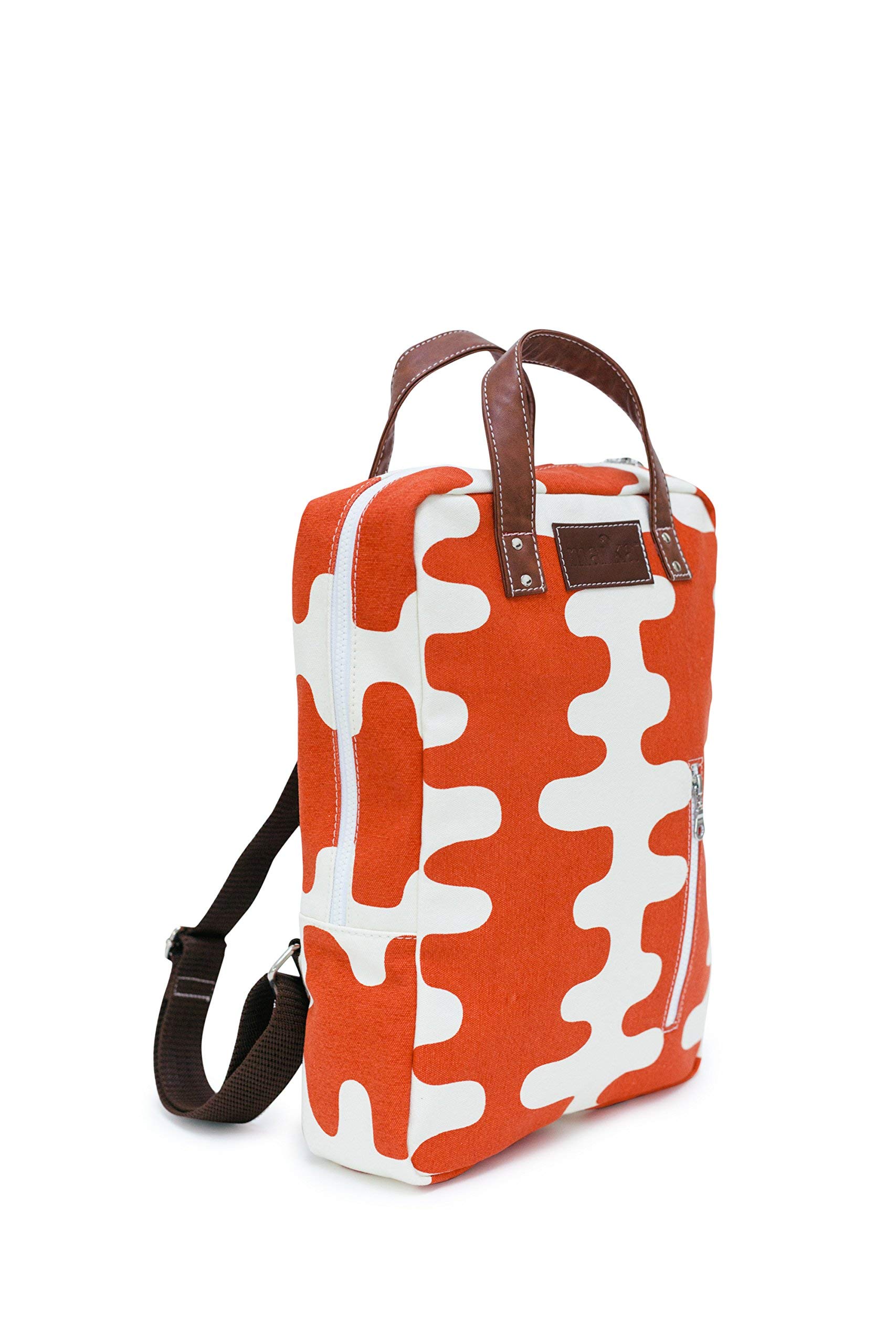 MAIKA Recycled Canvas Zippered Backpack, Echo Tangerine, Red