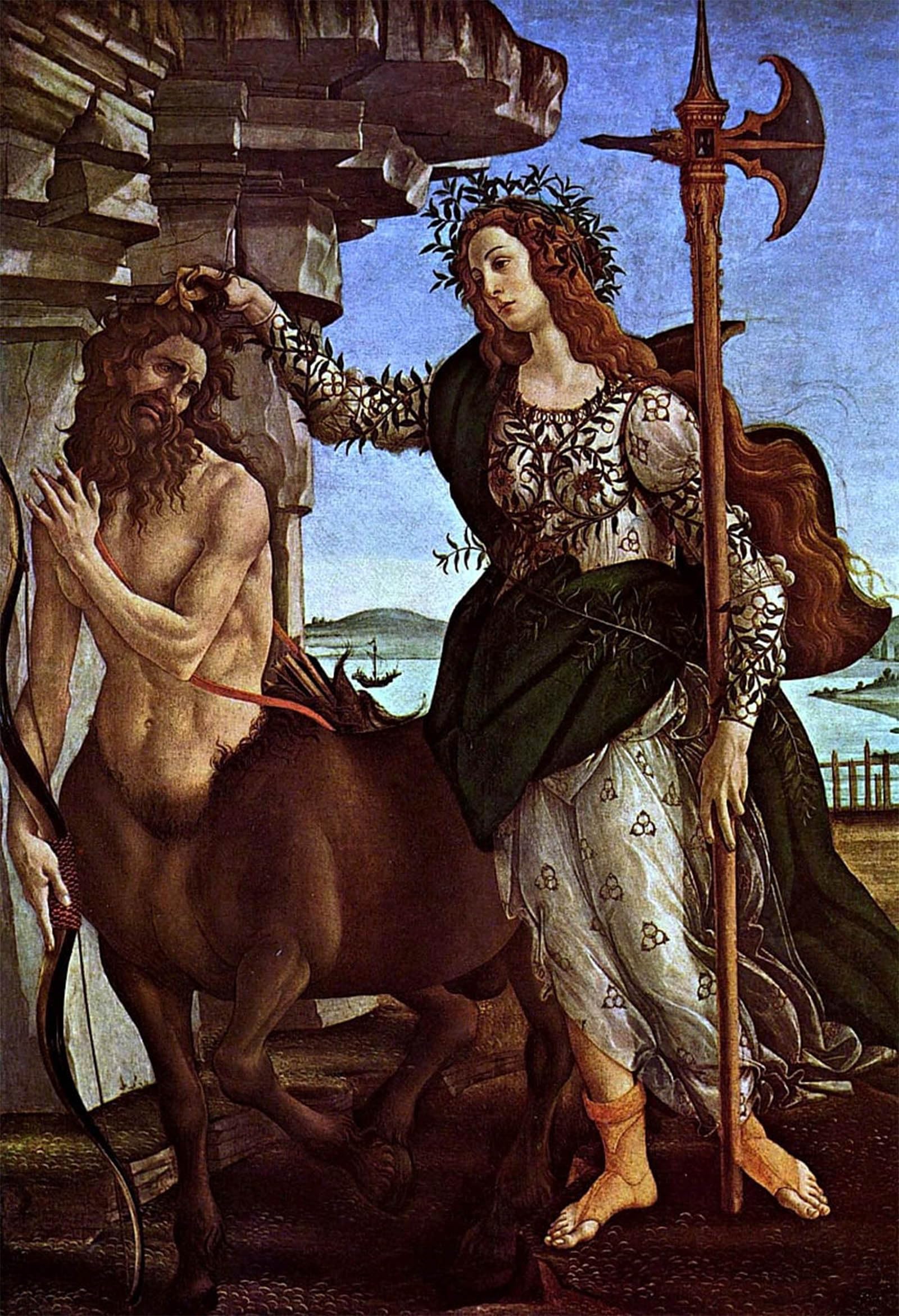 Affiche Toile Minerve et le Centaure Botticelli 60x90cm pour Bureau