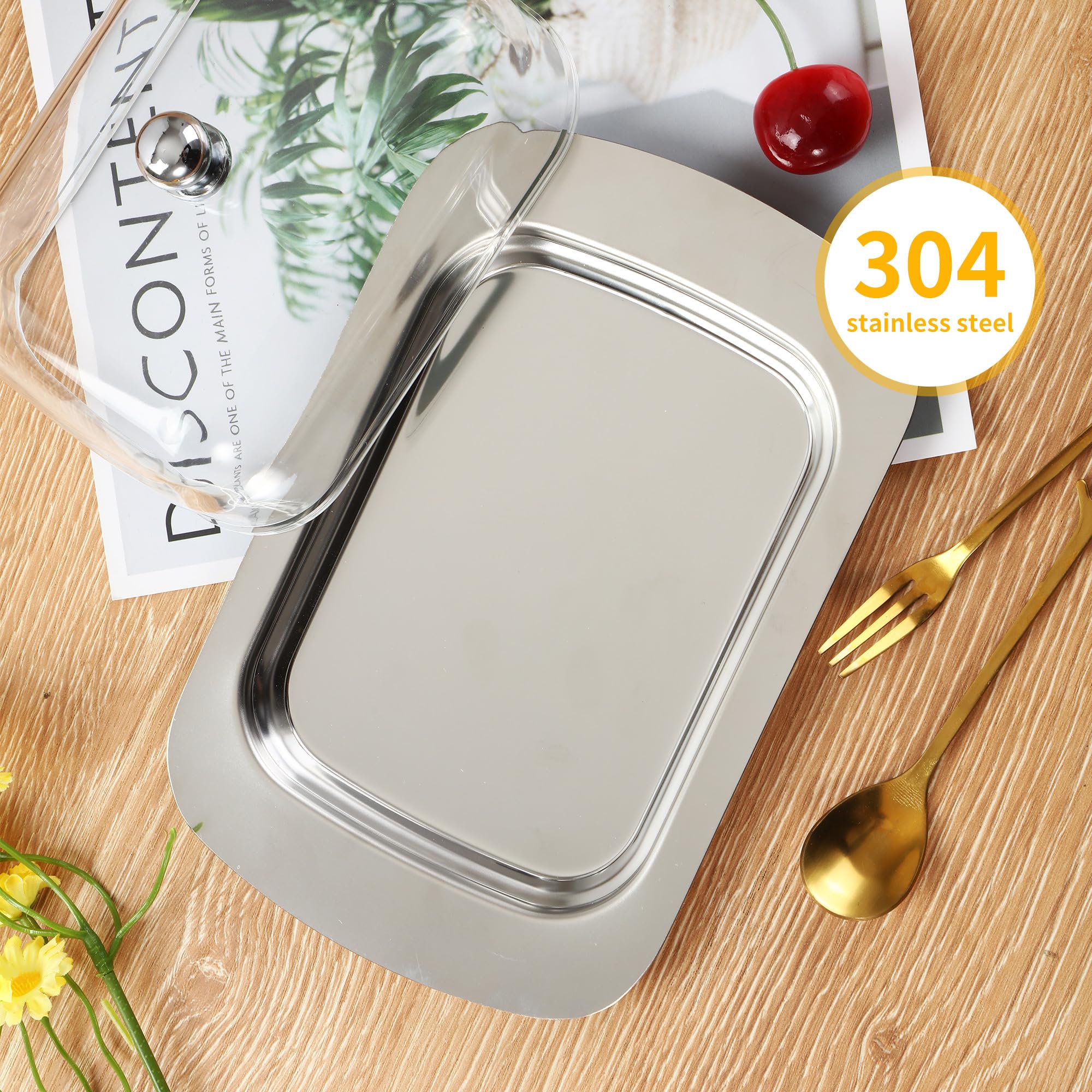 Edelstahl Butterdose Mit Käsezubehör - Spülmaschinenfest & Luftdicht