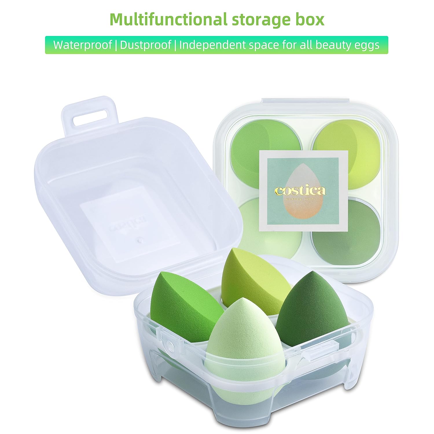 COSTICA Makeup Sponge Set Blender, Beauty Sponge Makeup Blender Flawless for Liquid - Multi Colored 4 pcs Avocado Series : Beauty & Personal Care