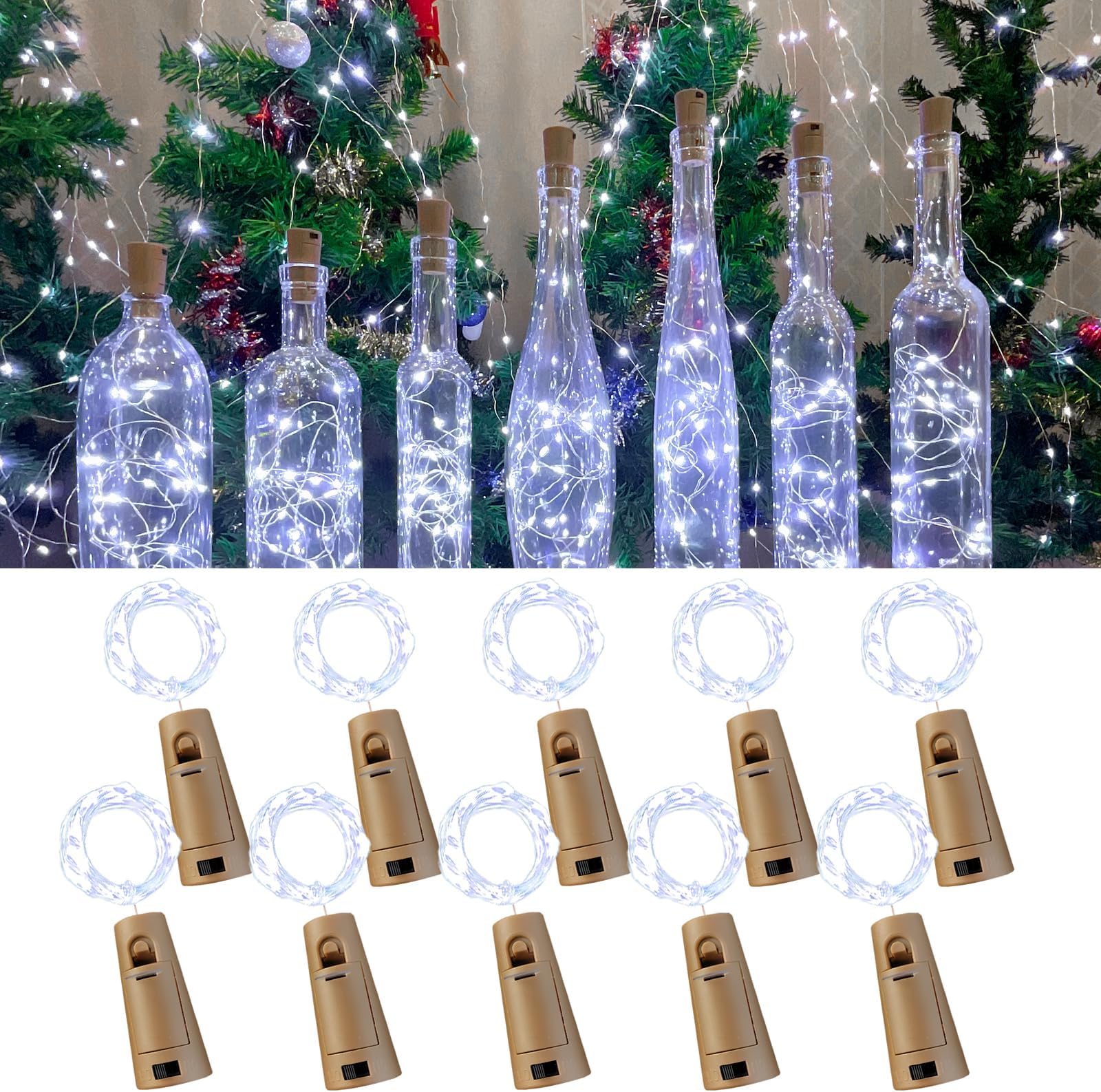 KZOBYD 4 Pack Rechargeable Bottle Lights Mini Cork Shaped Craft Lights USB Powered