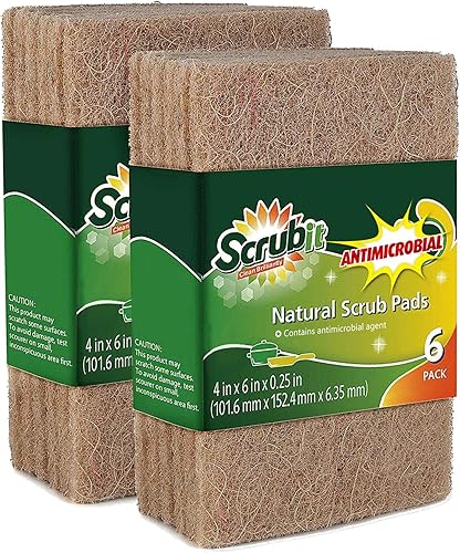 SCRUBIT Almohadillas de limpieza naturales (paquete de 12)  Almohadillas ecológicas para limpieza de cocina, platos y ollas  Estropajos de cocina