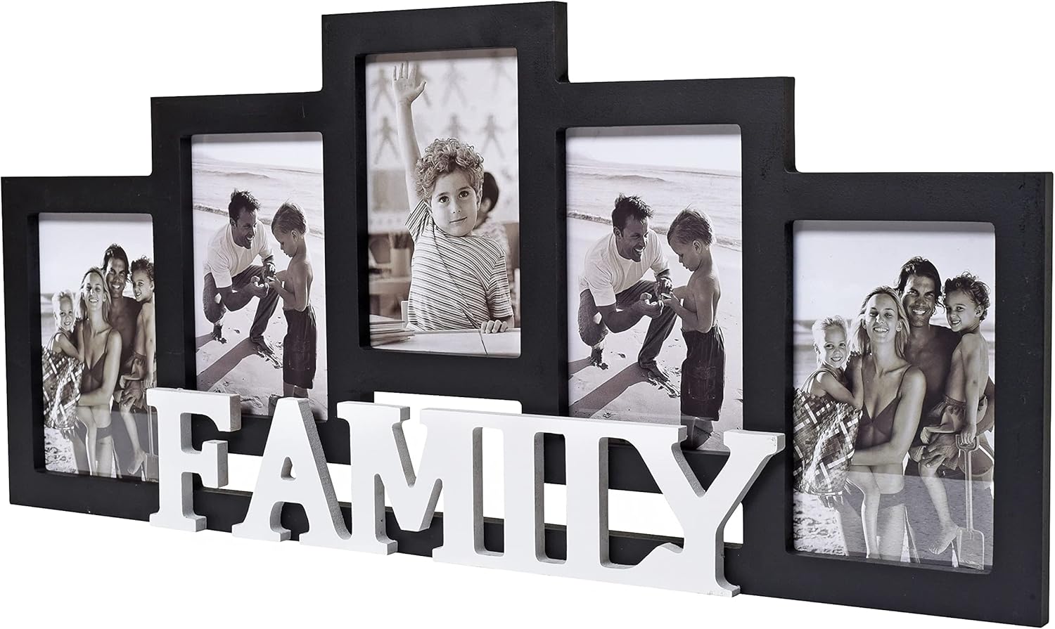 Wood Wall Hanging Family Picture Photo Frame Collage, 4 x 6 Photo Frames for Family Pictures Wall Decor, 5 Openings Black - Image 7