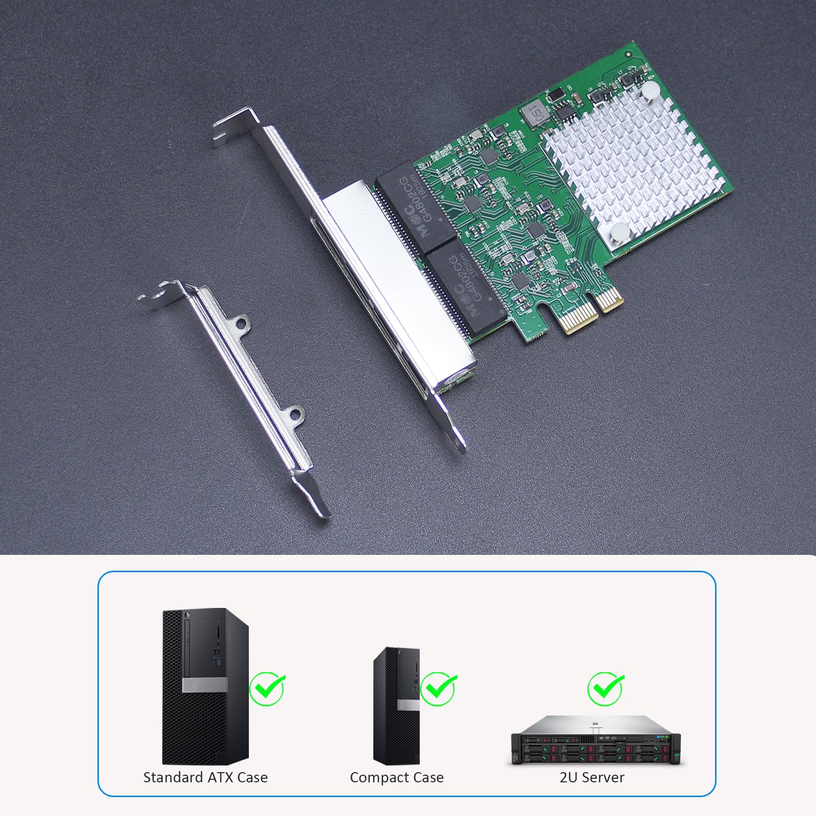 GLOTRENDS ST7314 Scheda di rete Gigabit a 4 porte con controller RTL8111H, porta LAN Ethernet RJ45, interfaccia PCIE 2.0 X1, staffa standard e a basso profilo