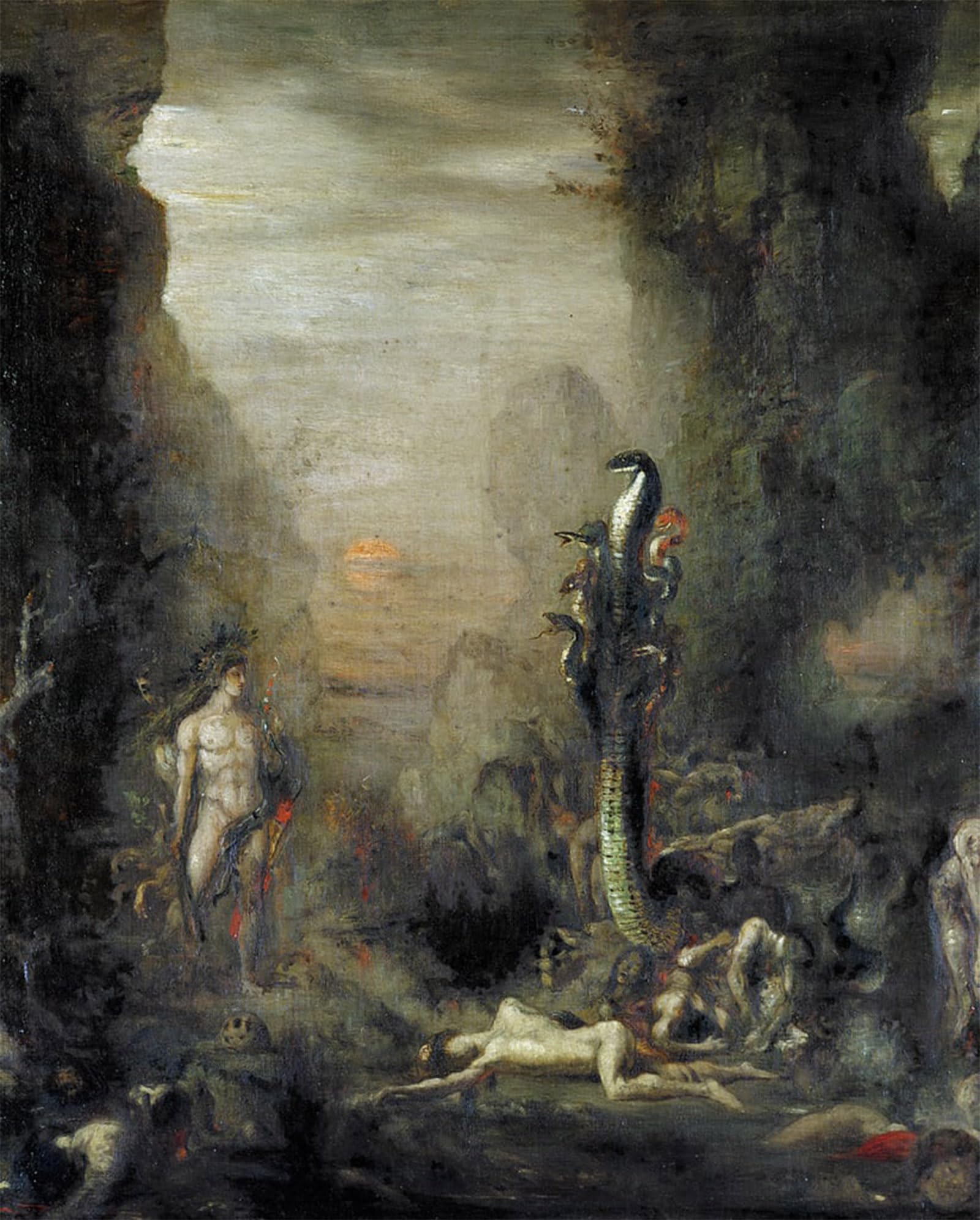 SERENDIPITP Vintage Wall Art Canvas Nordic Poster Canvas Print Picture Hercules and the Lernaean Hydra by Narcisse Berchere Wall Art Poster for Home Decor 60x90cm