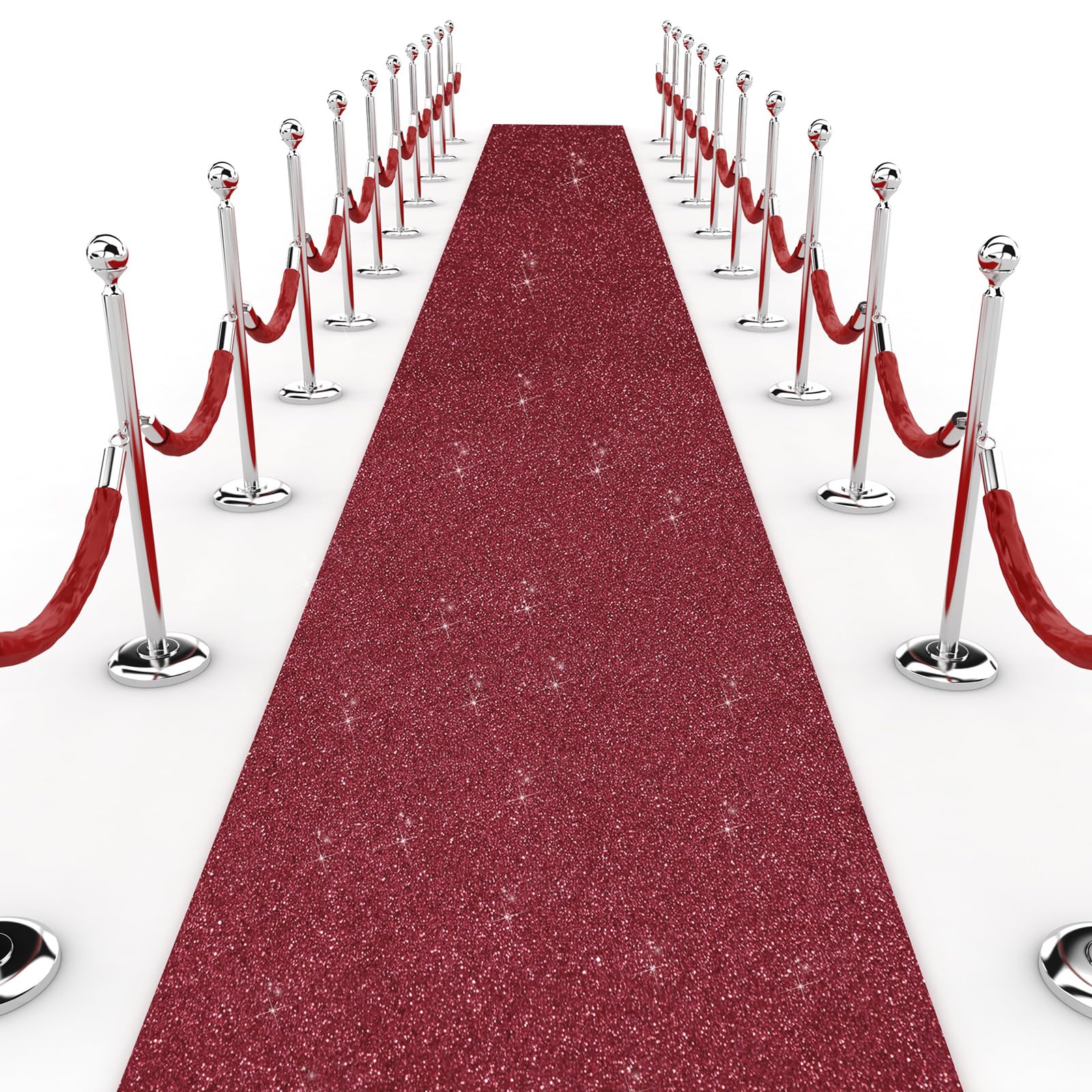 Shihanee Sequin Aisle Runner for Weddings Glitter Wedding Rug Runner with Carpet Tape Sparkly Prom Outdoor Floor Runner 2024 Floor Carpet Runner for Ceremony Prom Event Party(Burgundy, 4 x 15 ft)
