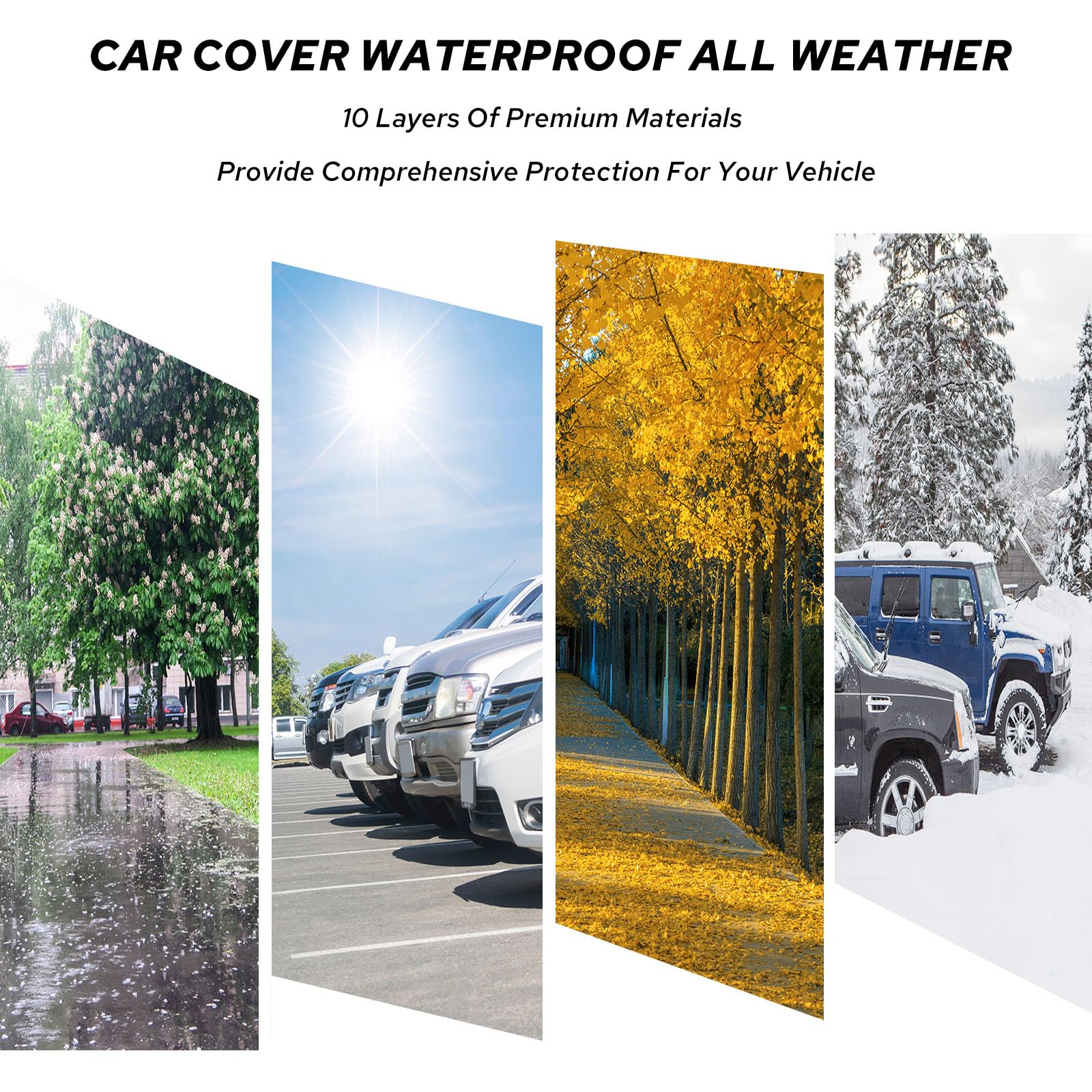 YoYolaur 10-Layer for Dodge Challenger Car Cover Waterproof All Weather for Automobiles Outdoor Full Exterior Covers Soft Cotton — view 7