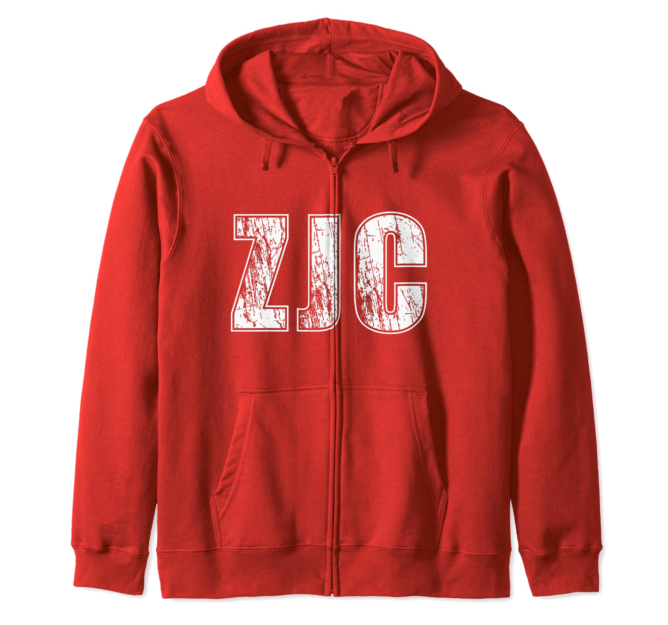 ZJC Initials Distressed Lettering Trending Trendy Zip Hoodie