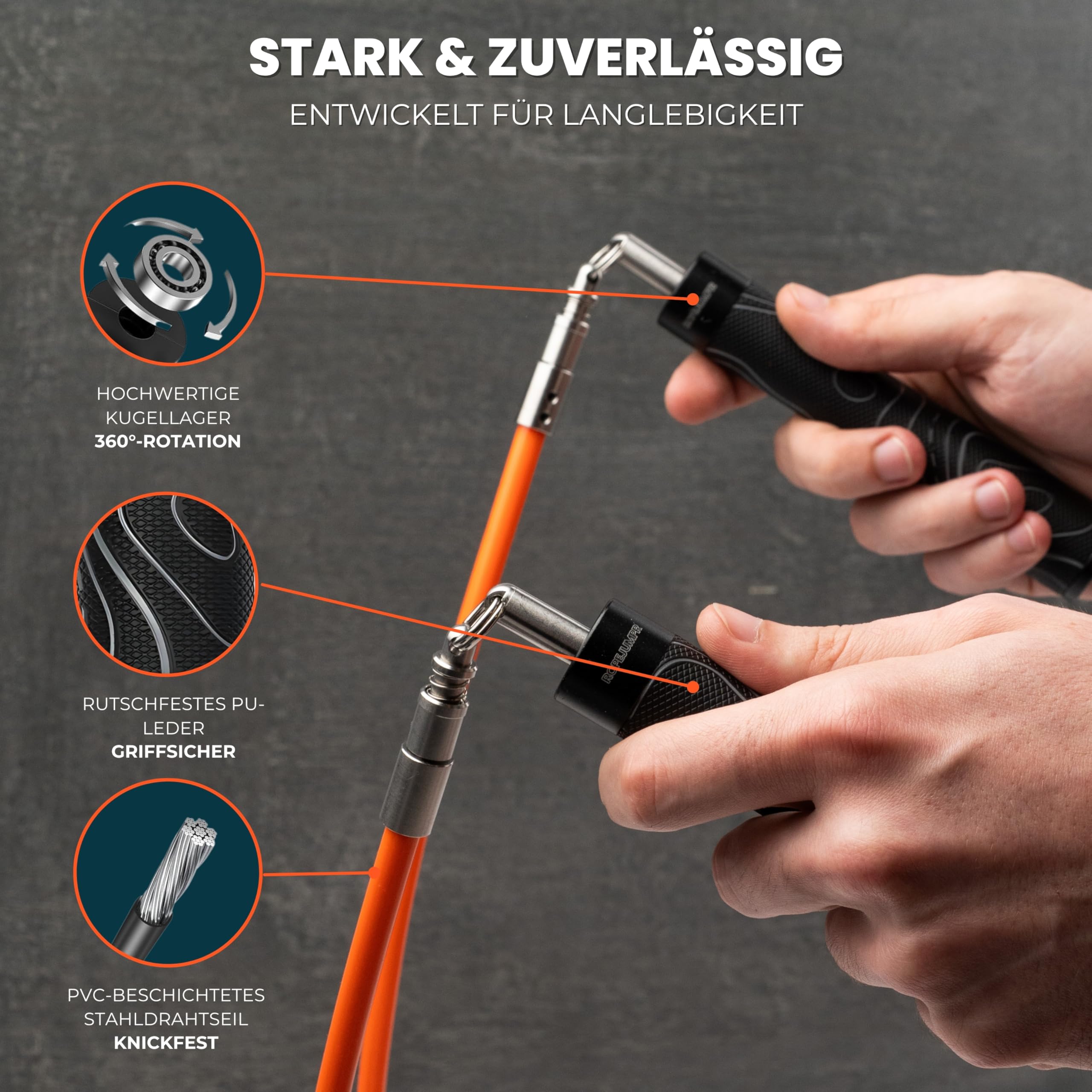 Springseil mit Gewicht – Verstellbares Heavy Rope Set Für HIIT, Krafttraining & Fettverbrennung – Inklusive 3 austauschbaren Kabeln und Aufbewahrungstasche
